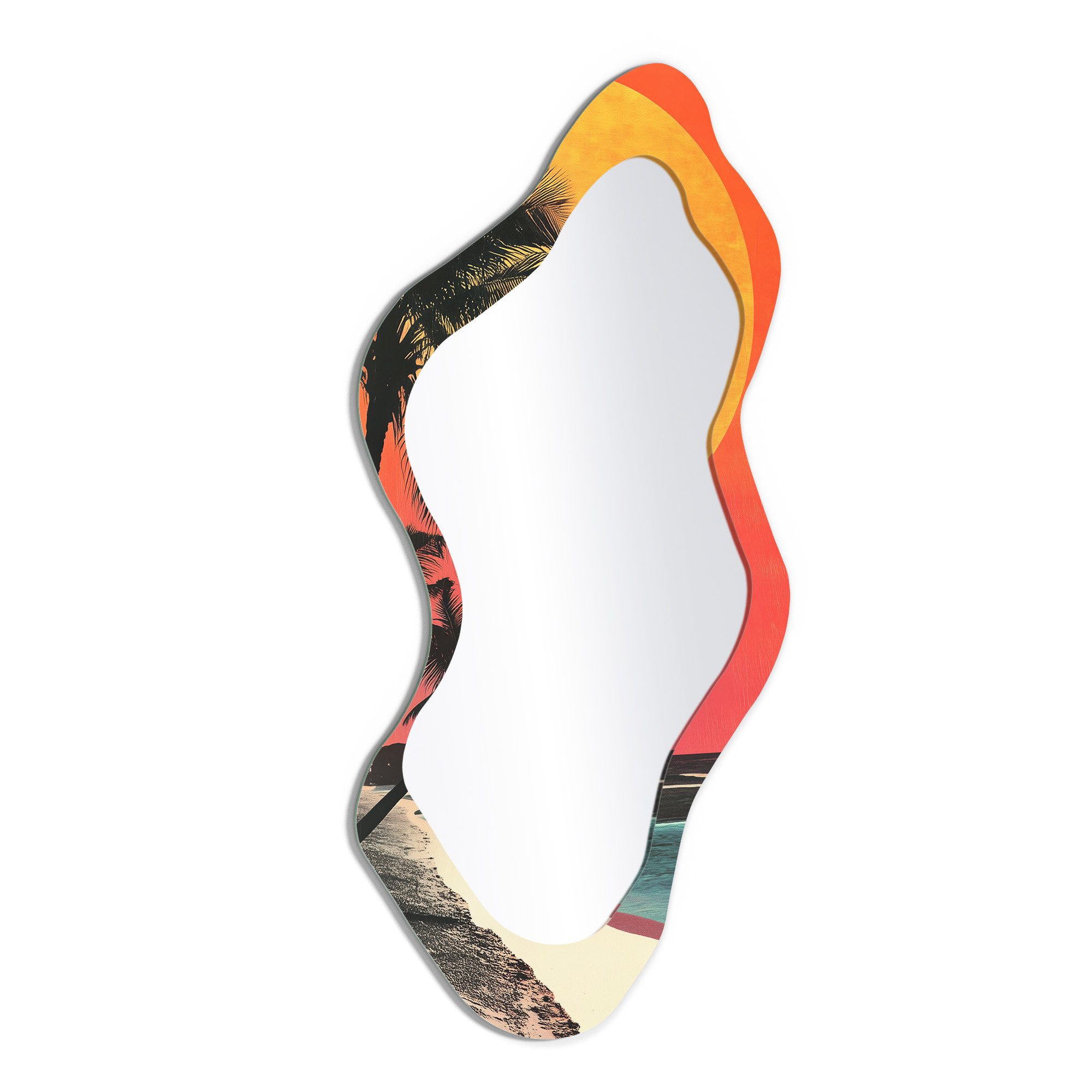 DEQORI Wandspiegel 'Tropenglut', Spiegel organisch geformt selbstklebend Wand Wohnzimmer Flur groß XXL