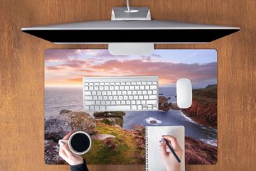 MuchoWow Gaming Mauspad Ein Sonnenuntergang entlang der Steilküste Cornwalls (1-St), Büro für Tastatur und Maus, Mousepad Gaming, 90x60 cm, XXL, Großes