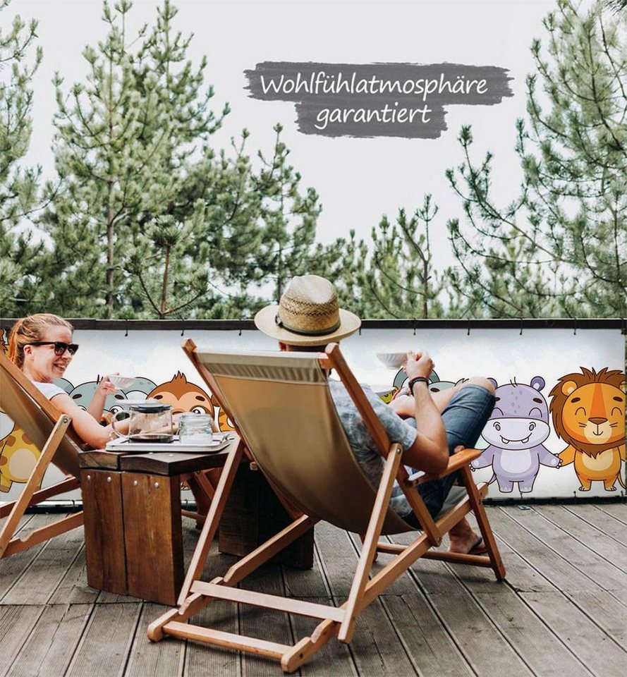 Thumbnail - MyMaxxi Sichtschutzelement Balkonbanner Freundliche Tiere Balkon Sichtschutz Garten