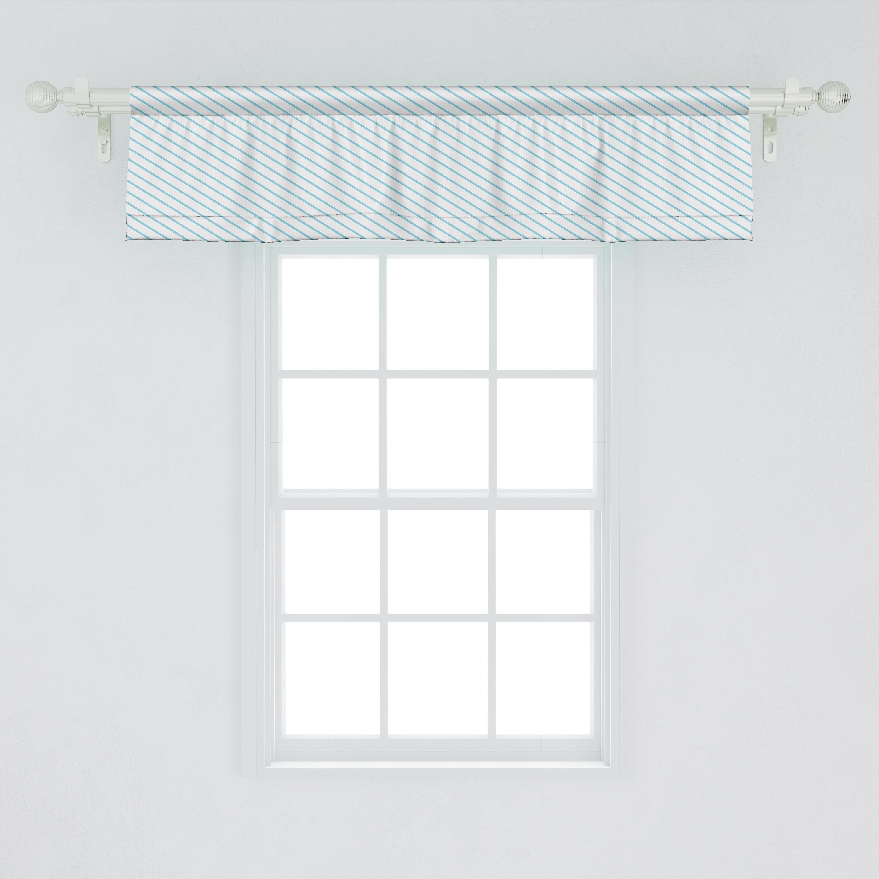 Abakuhaus, Vorhang mit Volant für Dekor Scheibengardine Blue Küche Schlafzimmer Line Stangentasche, Blue Microfaser, Synchrone Vintage