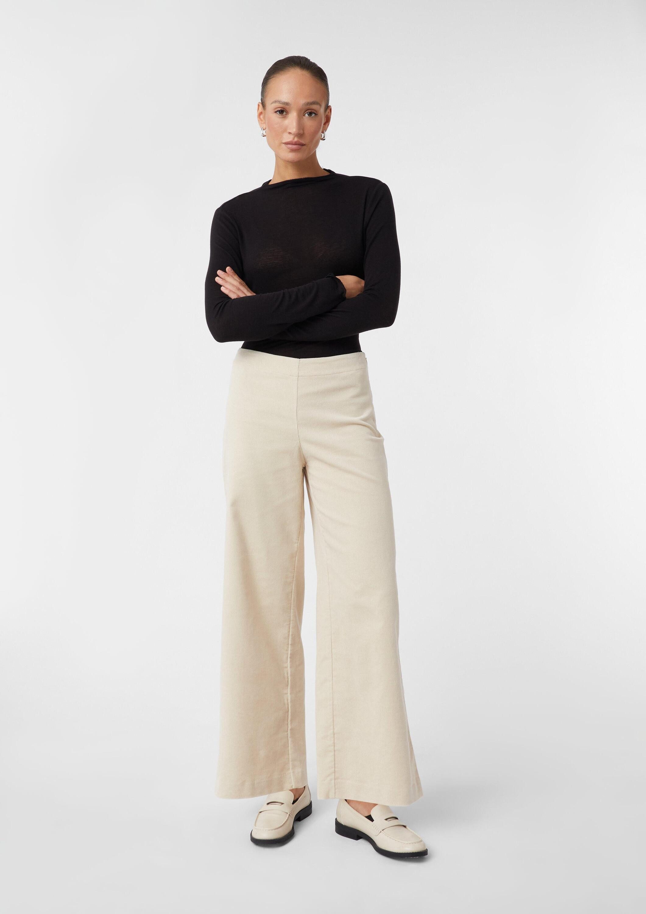 comma Chinos Hose Verkürzte Wide-Leg-Hose aus Cord im Relaxed Fit günstig online kaufen