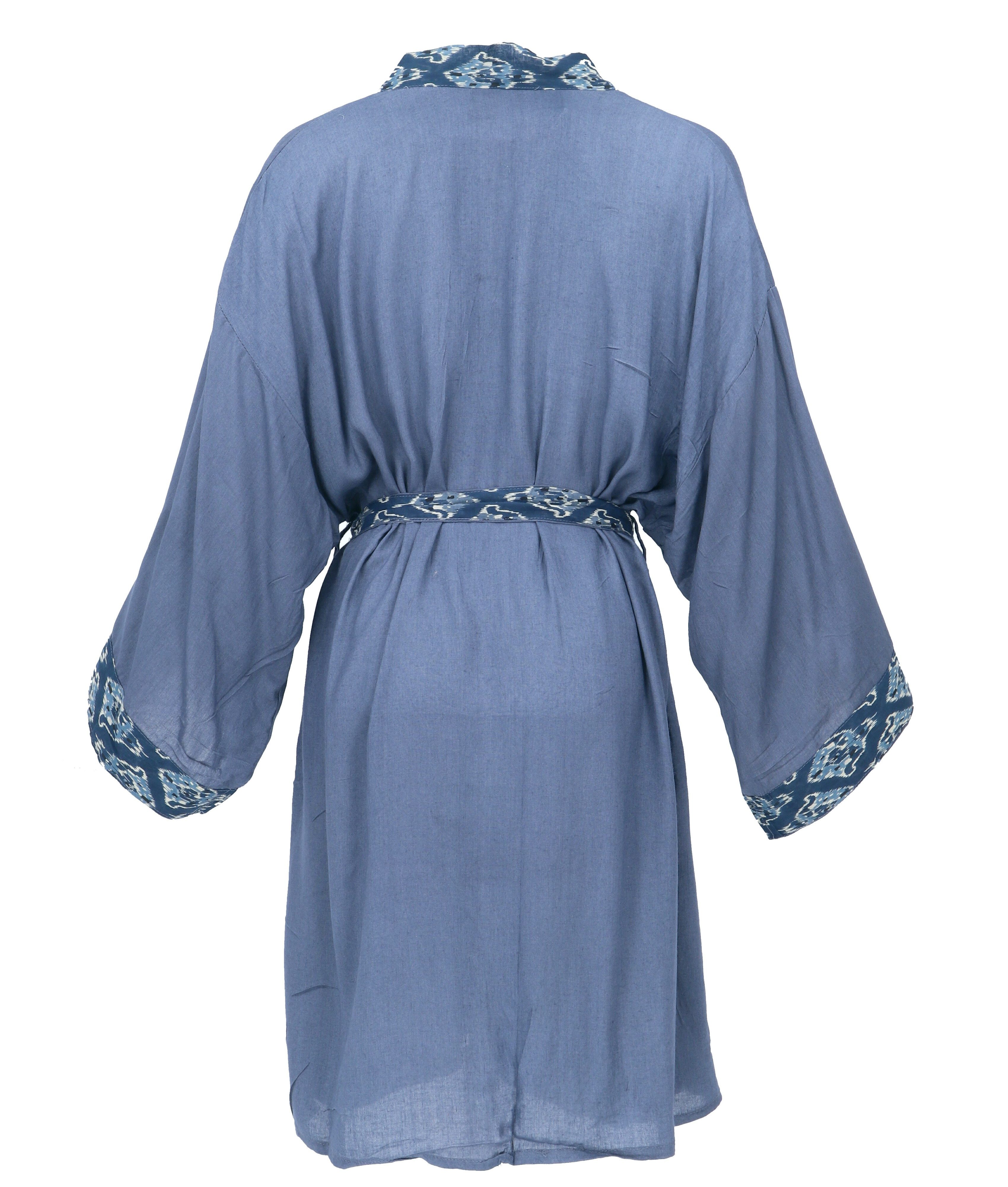 Guru-Shop Kimono Kurzer Kimono, Boho Kimonomantel - blau, alternative Bekleidung – Bild 5 von 5