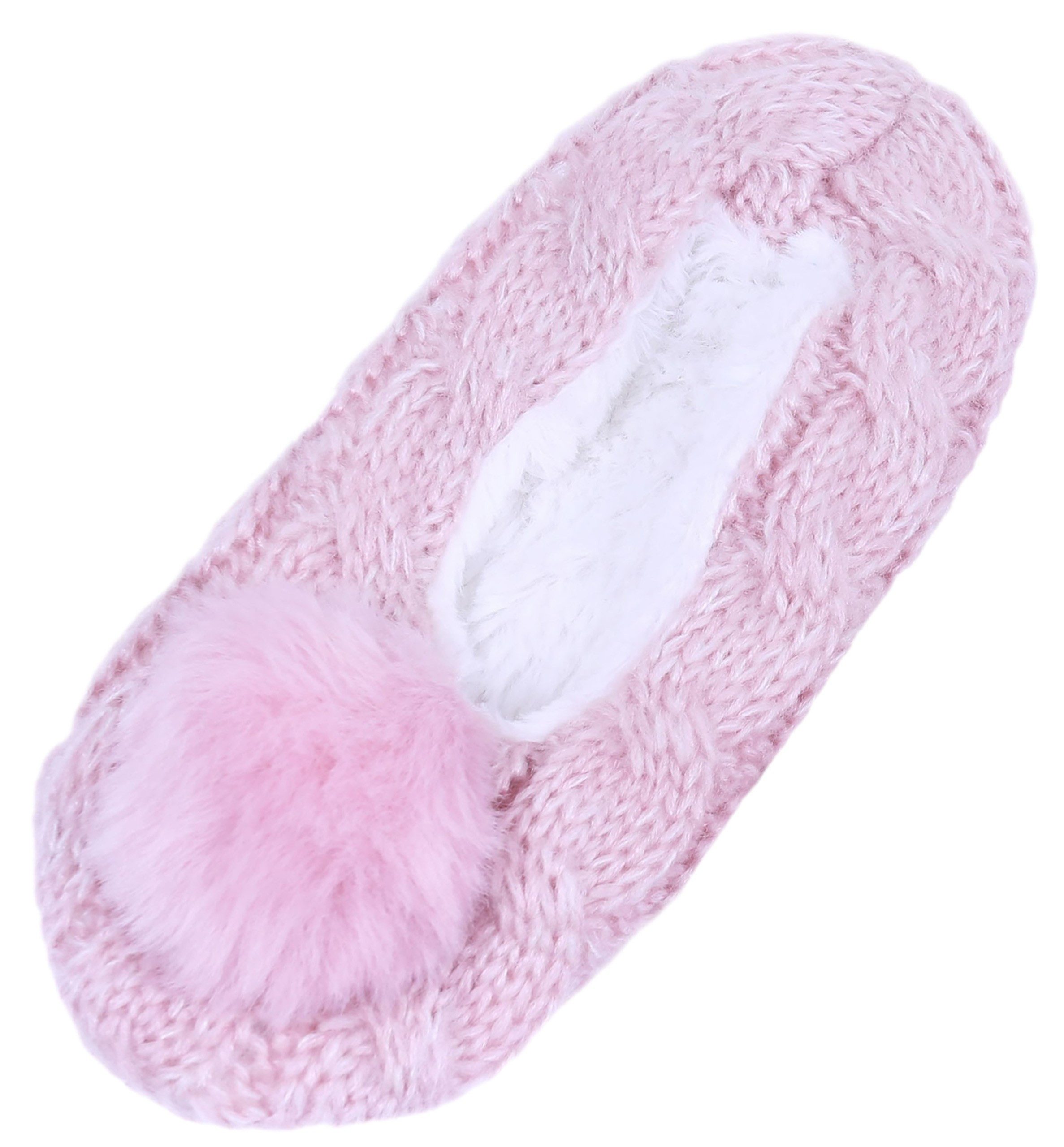 Warme, pinke Hausschuhe mit Pompon 36-38 EU Hüttenschuhe