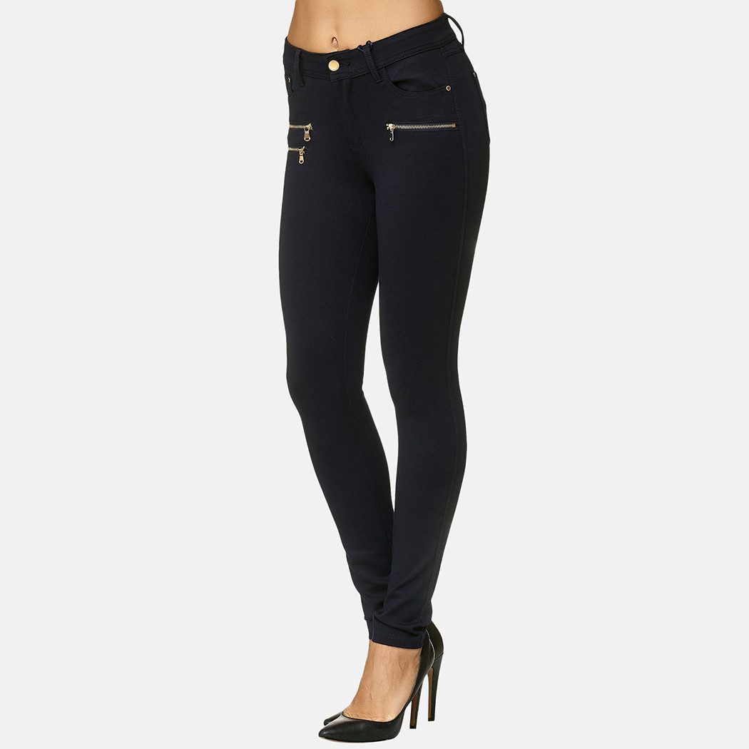 Elara Jeggings Damen Skinny Hose mit Zierreißverschlüssen und schmalem Bein