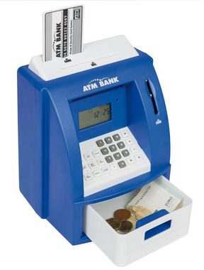 Idena Spardose 50020 Geldautomat mit Sound, 21,8 x 16 x 14,5 cm, mit Alarmfunktion und Kalkulatorfunktion, Münzzähler, Sparschwein, Zählwerk, Sparbüchse, Blau