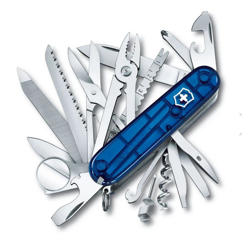 Victorinox Taschenmesser Taschenmesser Swiss Champ, blau transparent, 33 Funktionen