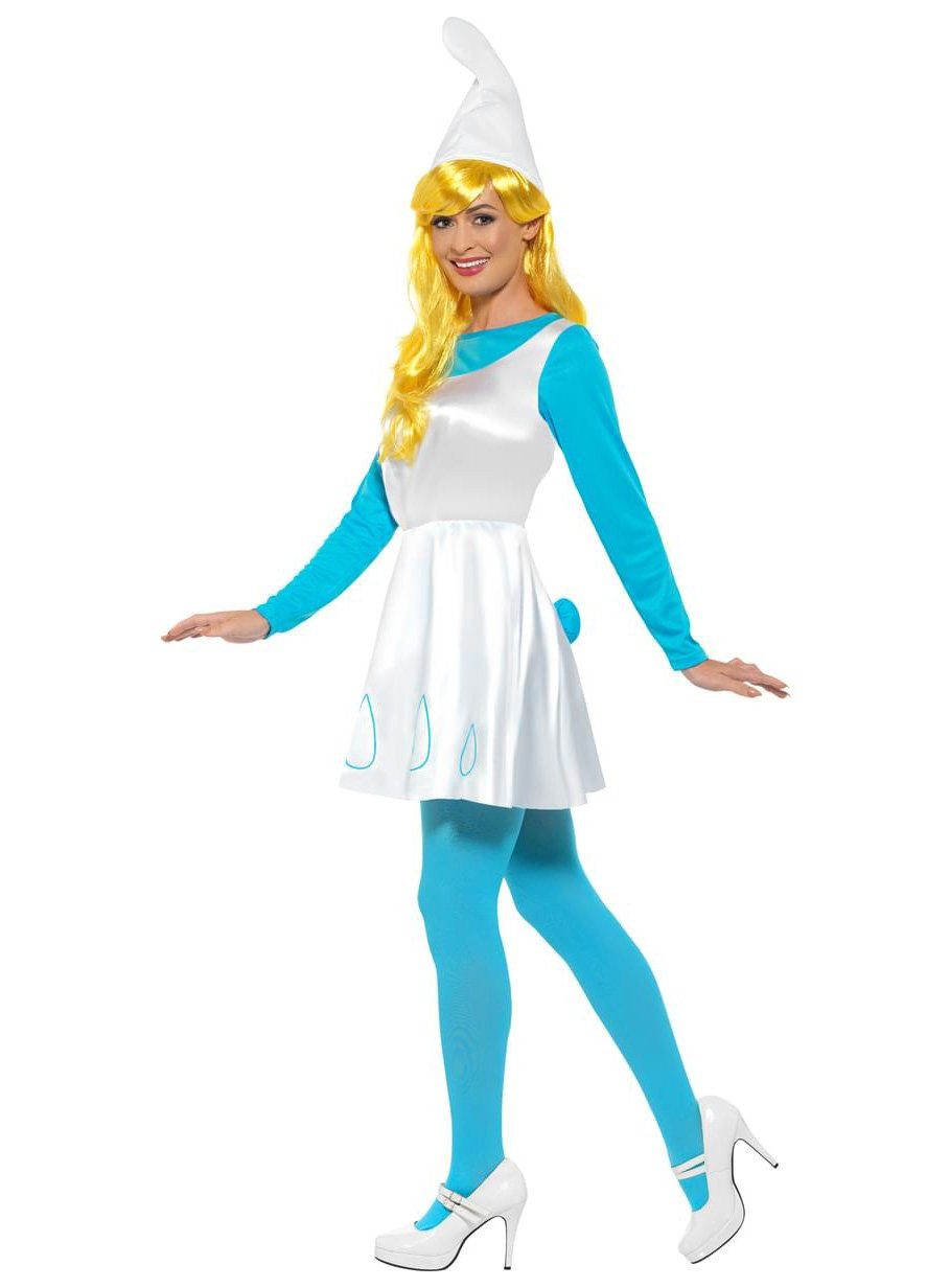 Funidelia Kostüm Die Schlümpfe Schlumpfine Kostüm Karneval Fasching, Der Exportschlager aus Schlumpfhausen: hellblaues Kostüm mit Zipfelm