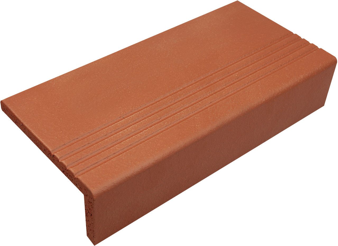 Ammonit Keramik Bodenfliese Längsschenkel mit Rille Spaltplatte 24 x 11,5 x, Steinzeug, Rot