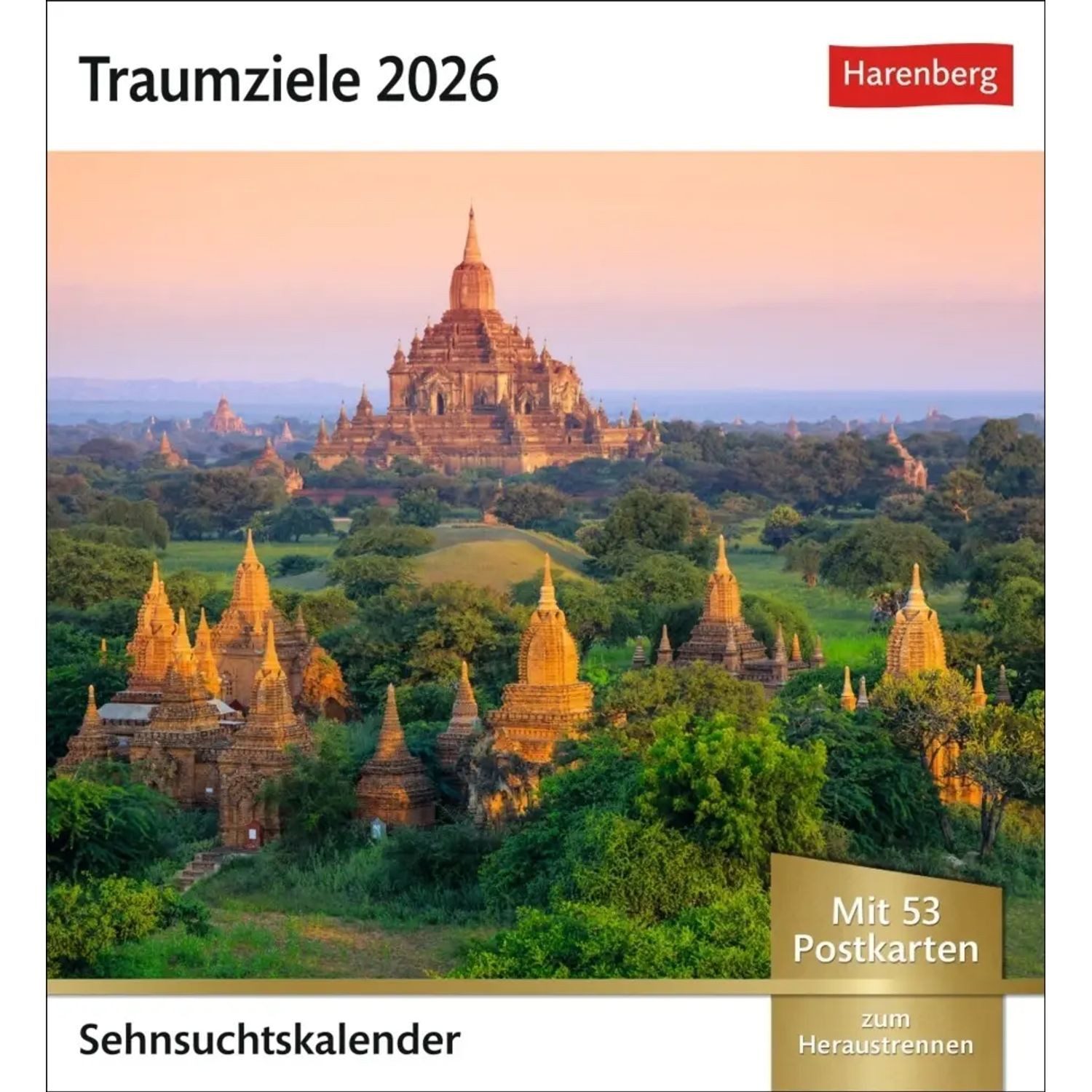 Harenberg Kalender Verlag Tischkalender Traumziele Sehnsuchtskalender 2026 - Wochenkalender mit 53 Postkarten