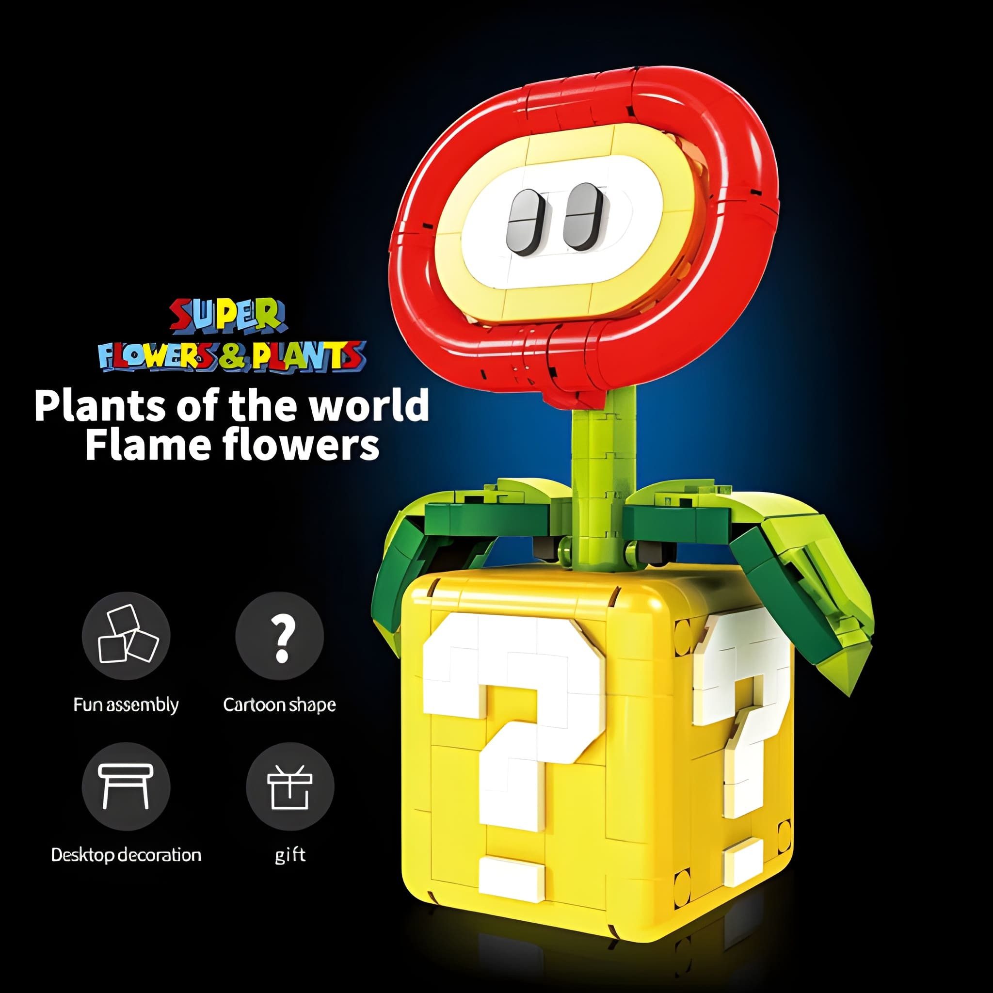 Athlix Klemmbausteine Mario Bausteine Piranha-Pflanze, Flamme, Stern Spielbausteine, 538 Teile, ikonisches Game Design, fördert Kreativität