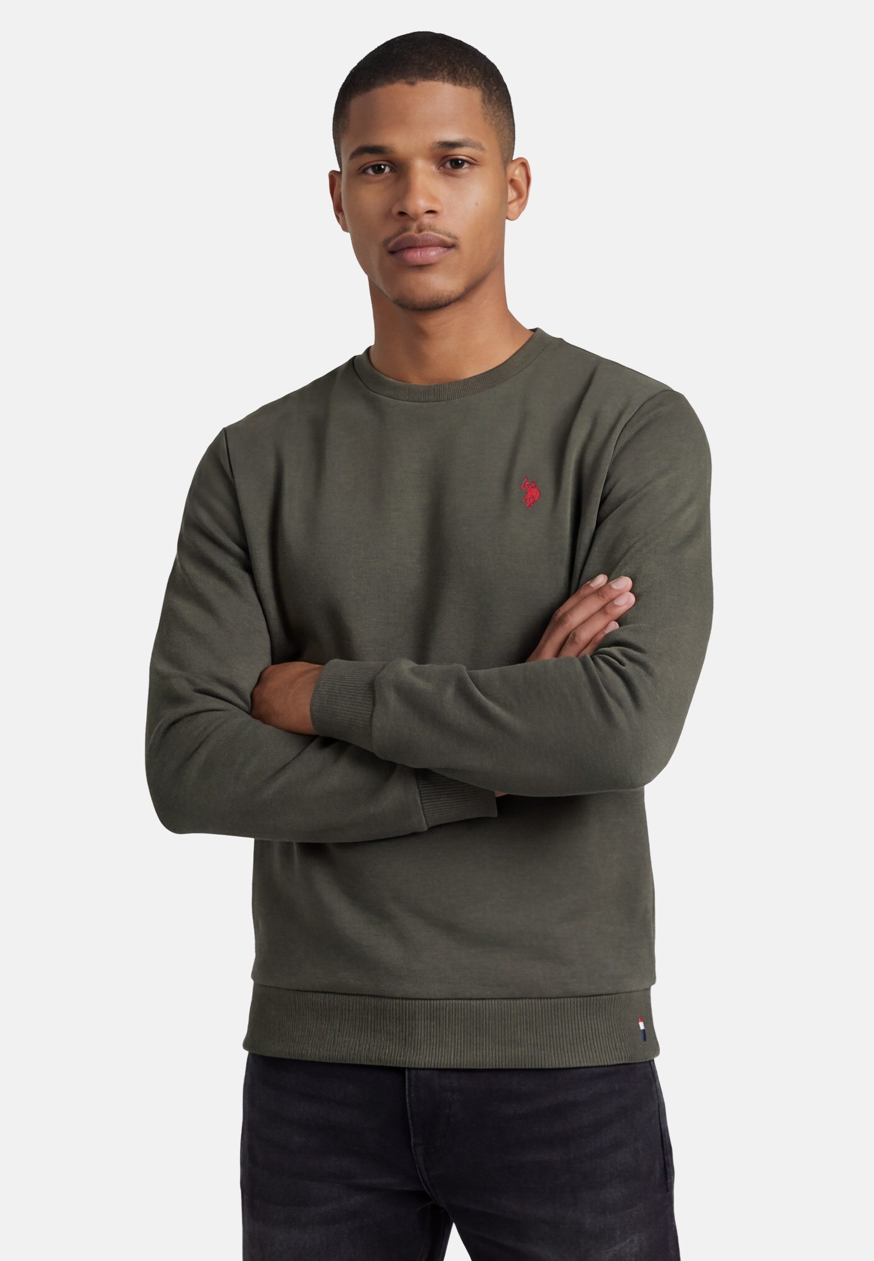 U.S. Polo Assn. Rundhalspullover USJaxxon – Herren Sweatshirt mit Rundhalsausschnitt Weiche Baumwollmischung, formstabil und mit Logo-Stickerei