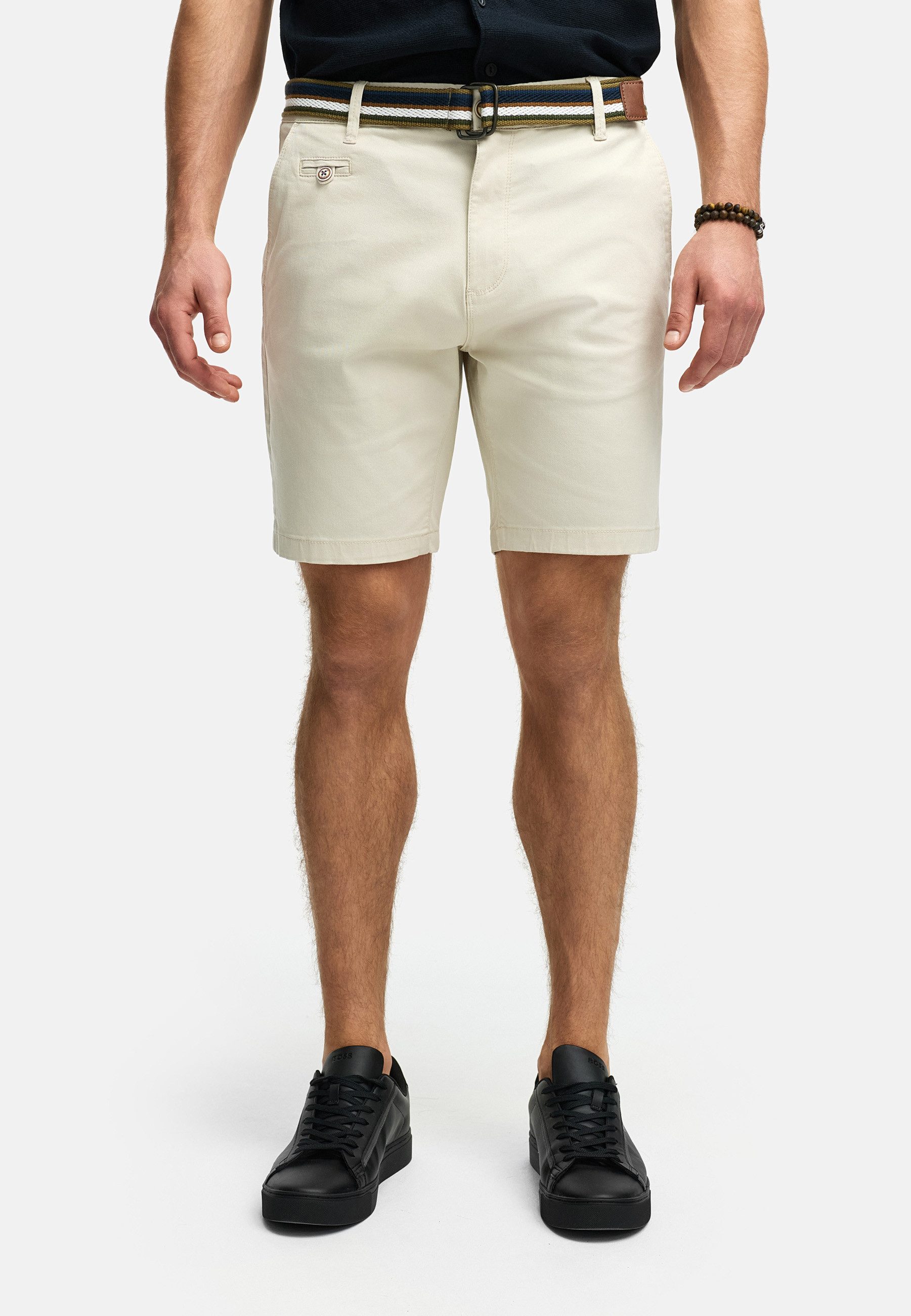 INDICODE Chinoshorts Herren INThews Chino Shorts Herrenshorts aus Twill mit passendem Gürtel