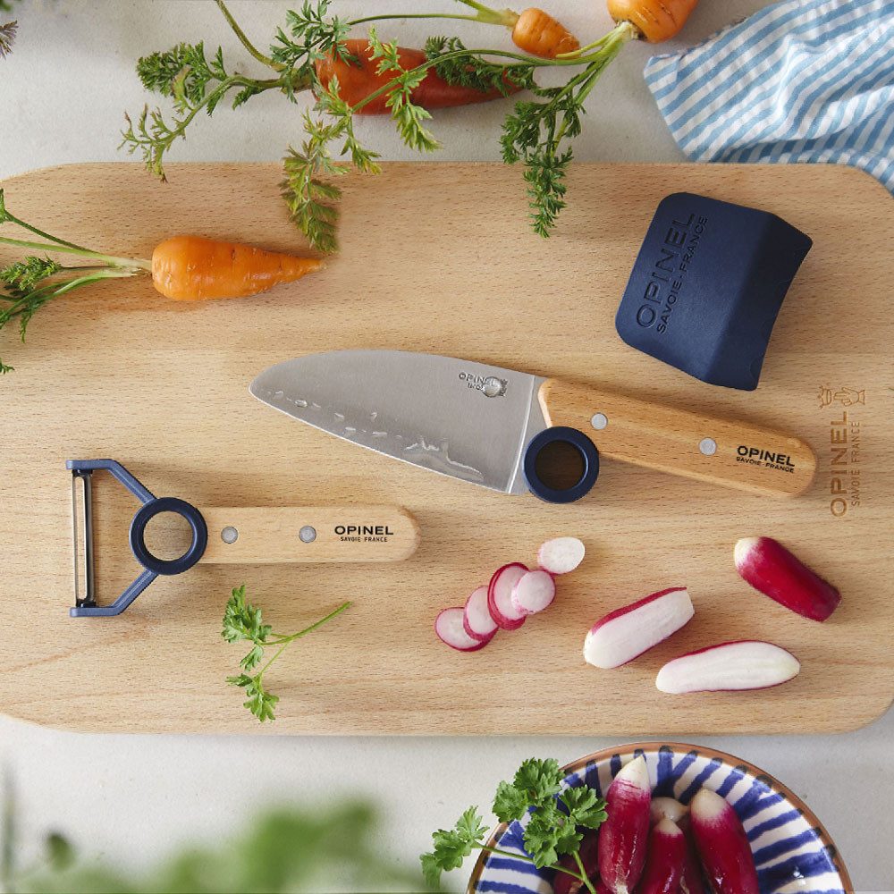 Opinel Taschenmesser LE PETIT CHEF Kinder Küchen-Set 3 teilig - Blau Küchenmesser