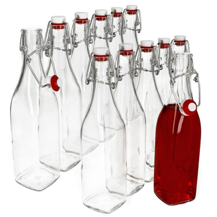 Bormioli Rocco Vorratsglas 12er Set Glasflaschen Serie Swing mit Bügelverschluss 0 50 Liter