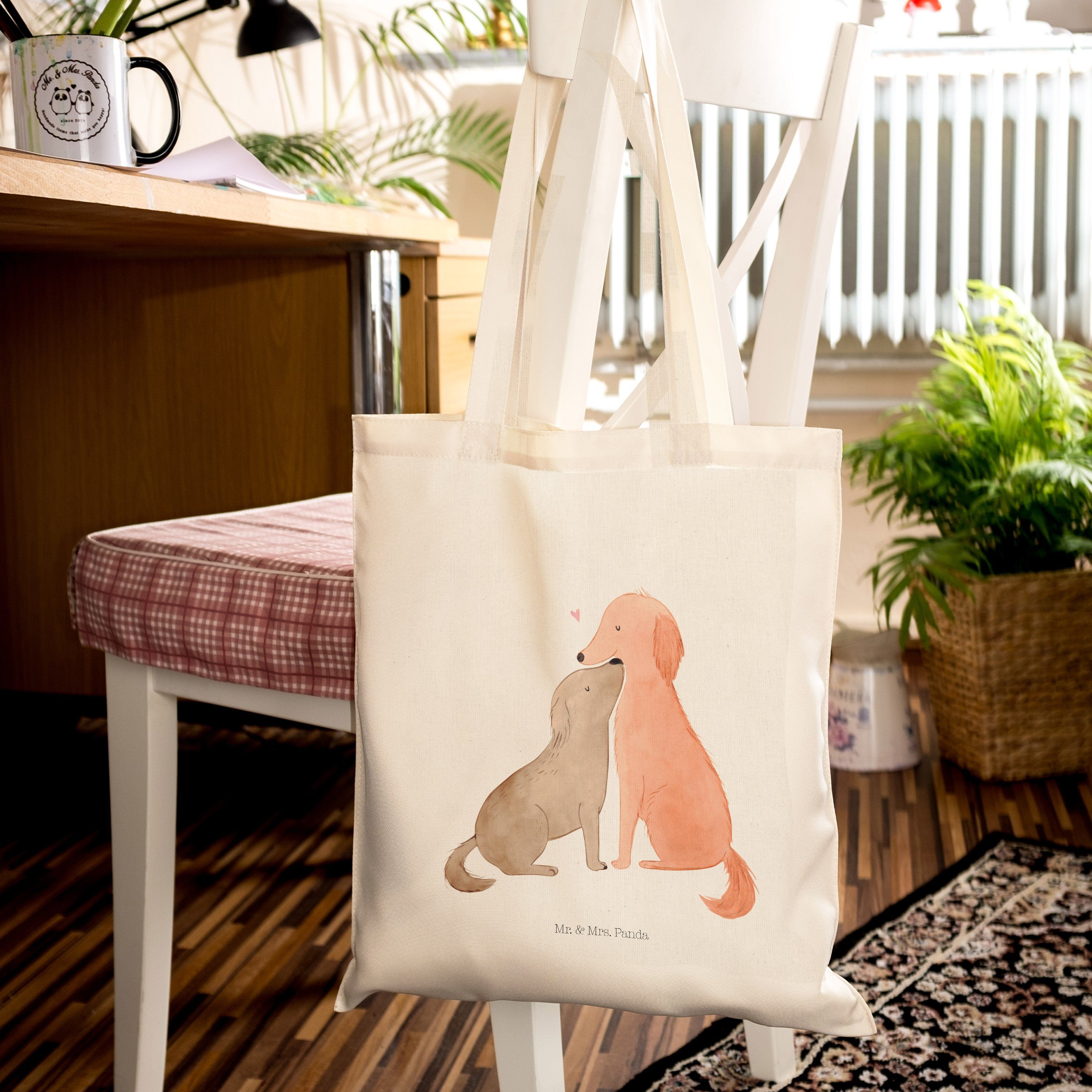 Mrs. Herz, Einkaufstasch Geschenk, Panda (1-tlg) Mr. Liebe - & - Jutebeutel, Hunde Tragetasche Transparent