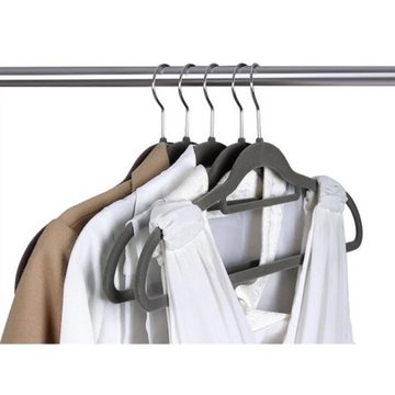 Ruhhy Kleiderbügel LuxusVelours Kleiderbügel in stilvollem Anthrazit 20er Pack, (Kleiderbügel-Set, 20-tlg), Samtüberzug für sicheren Halt und faltenfreie Kleidung.