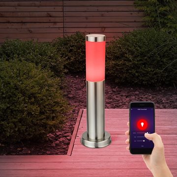 etc-shop LED Wandstrahler, Leuchtmittel inklusive, Kaltweiß, Warmweiß, Neutralweiß, Tageslichtweiß, Farbwechsel, 4er Set Smart Sockel Lampen Garten Außen Edelstahl Hof