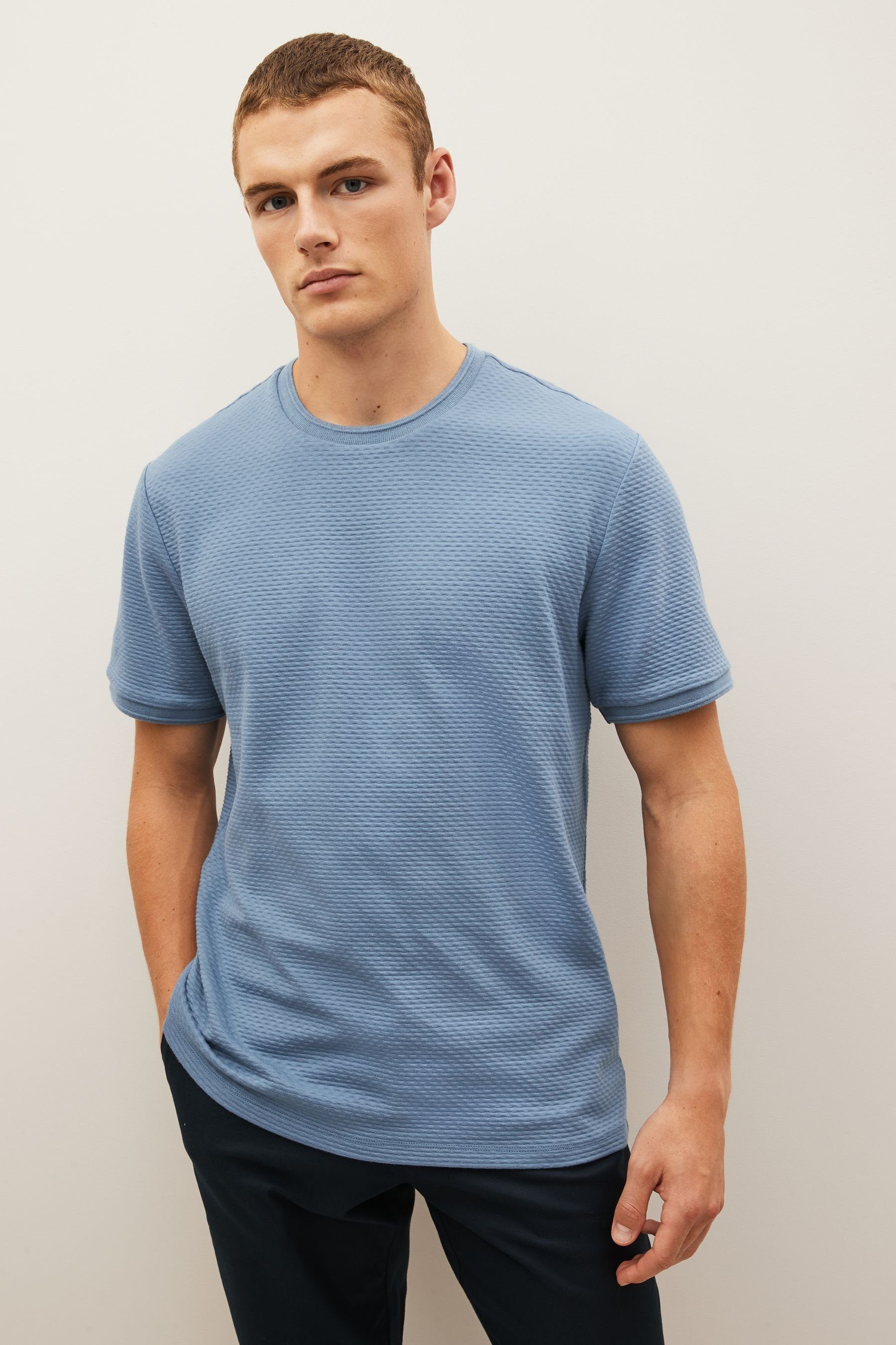 (1-tlg) Strukturiertes T-Shirt T-Shirt Cornflower Blue Next
