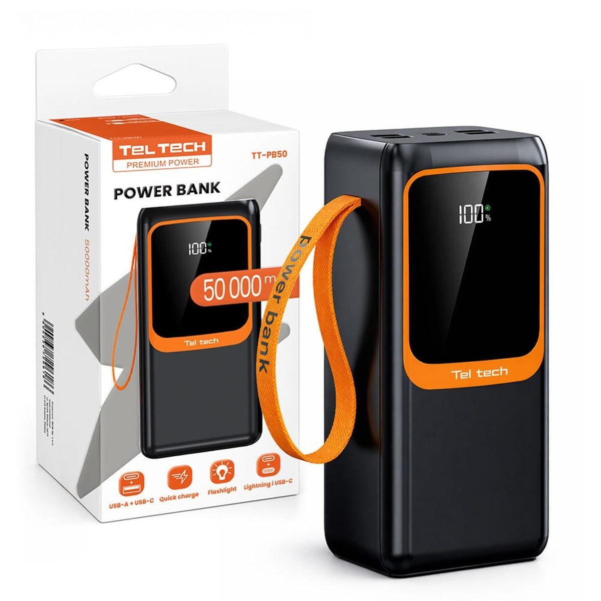 Wisam Teltech Powerbank Notfallakku 5A 22,5W + Kabel Typ-C / Lightning Powerbank