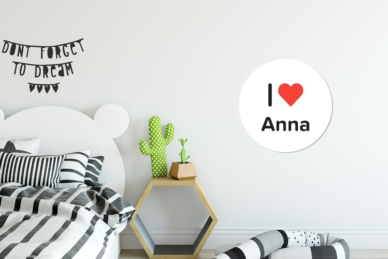 St), Wohnzimmer für Mädchen Anna Tapetenkreis liebe (1 - Kinderzimmer, MuchoWow Tapetenaufkleber, Rund, Ich - Wandsticker