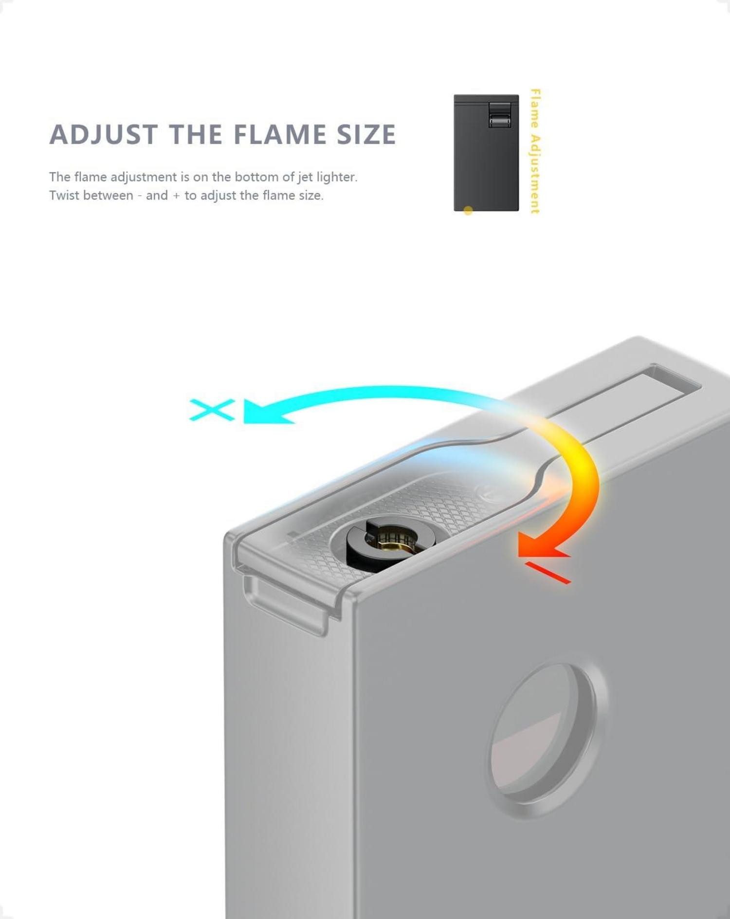 LuxusKollektion Feuerzeug Sturmfeuerzeug Jetflamme Gas Butan Nachfüllbar 2 Jet-Flammen Winddicht