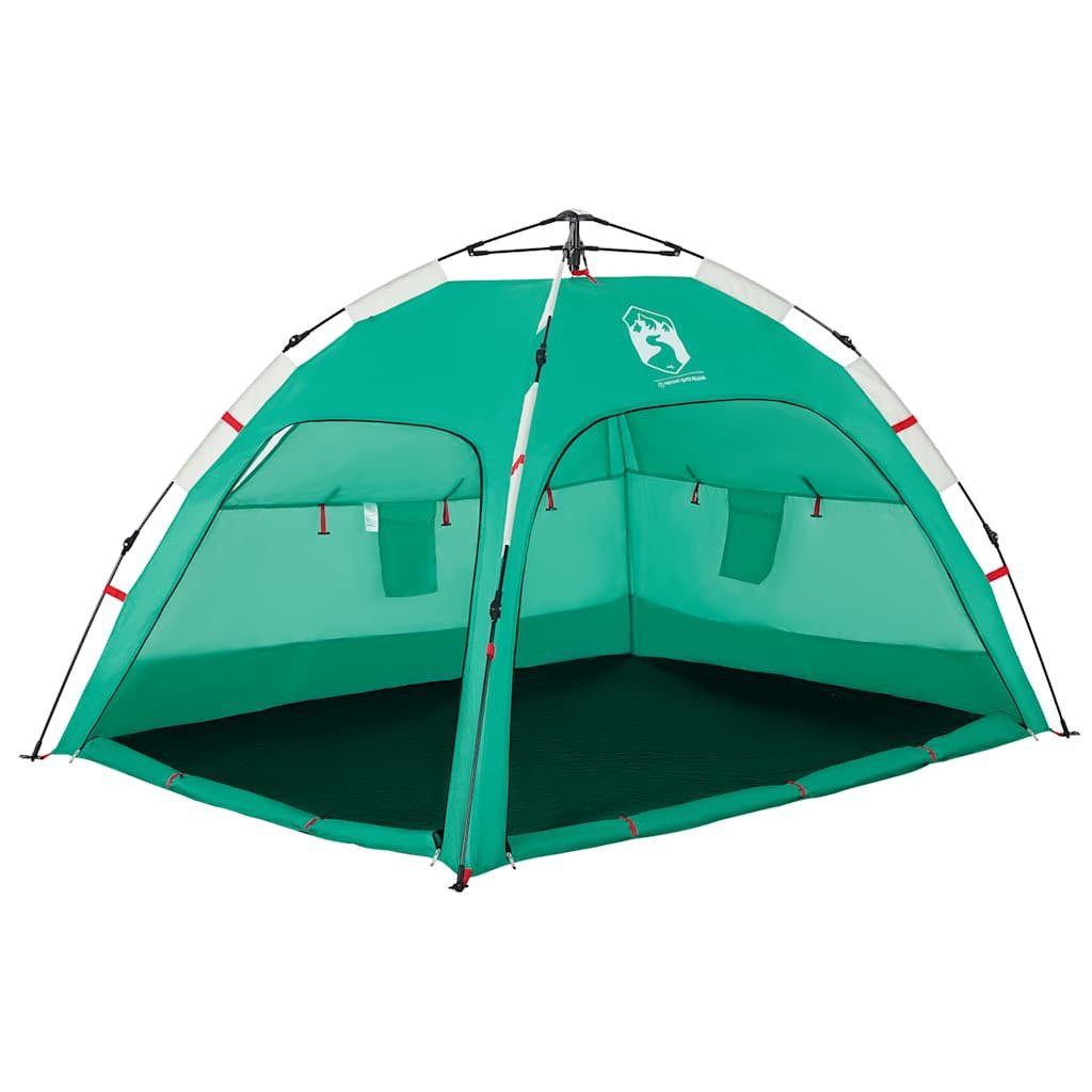 furnicato Strandmuschel Strandzelt Quick-Release 201x146x125 cm Meergrün, Sonnenschutz-Zelt mit 2 Fenstern, Sandsäcken und Tragetasche – Bild 5 von 5
