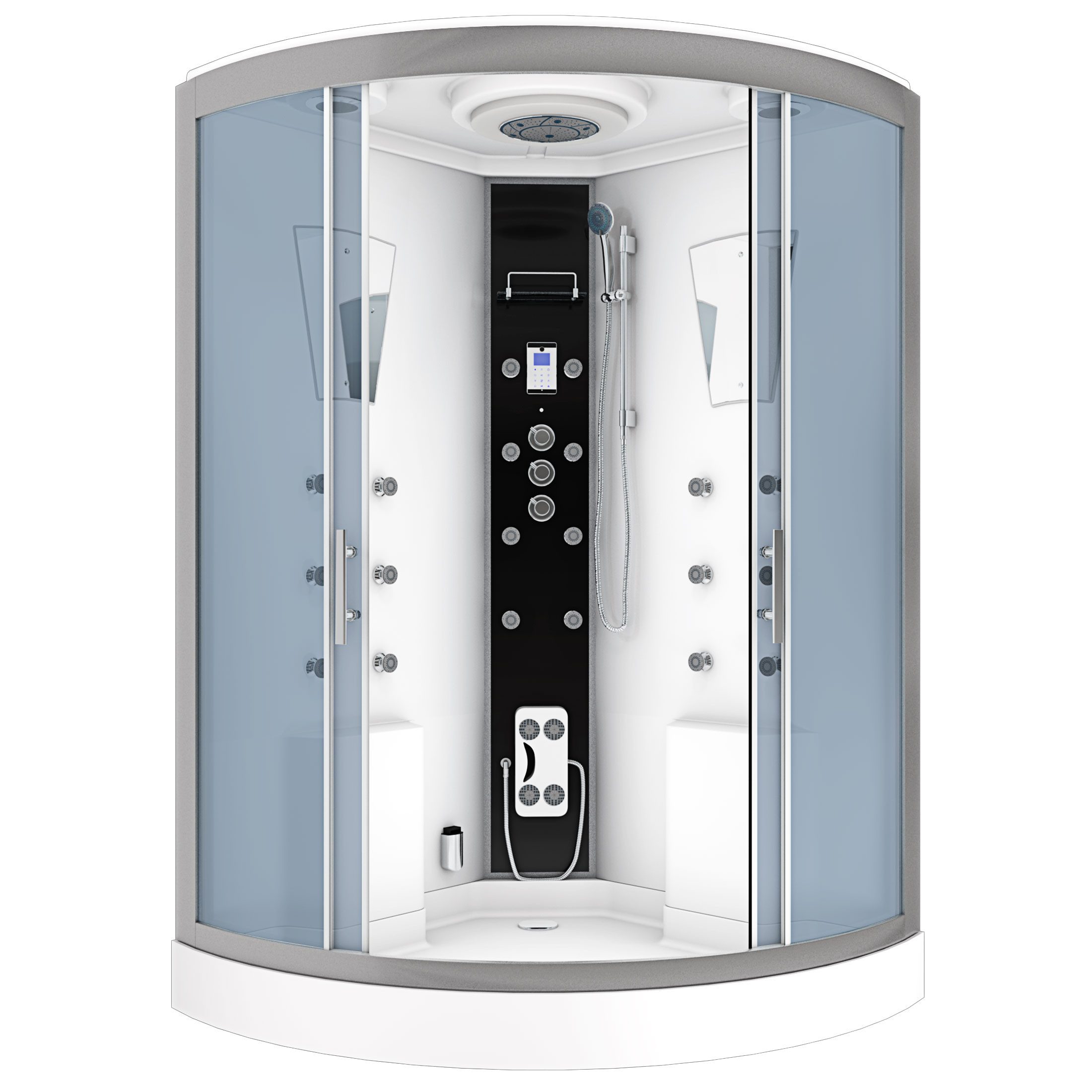AcquaVapore Dampfdusche AcquaVapore Dampfdusche Sauna Dusche Duschkabine D26-TH-ALL 130x130cm, Sicherheitsglas ESG, Höhenverstellbar, Mit Bauanleitung, Mit Beleuchtung, Mit Spiegel, Gehä
