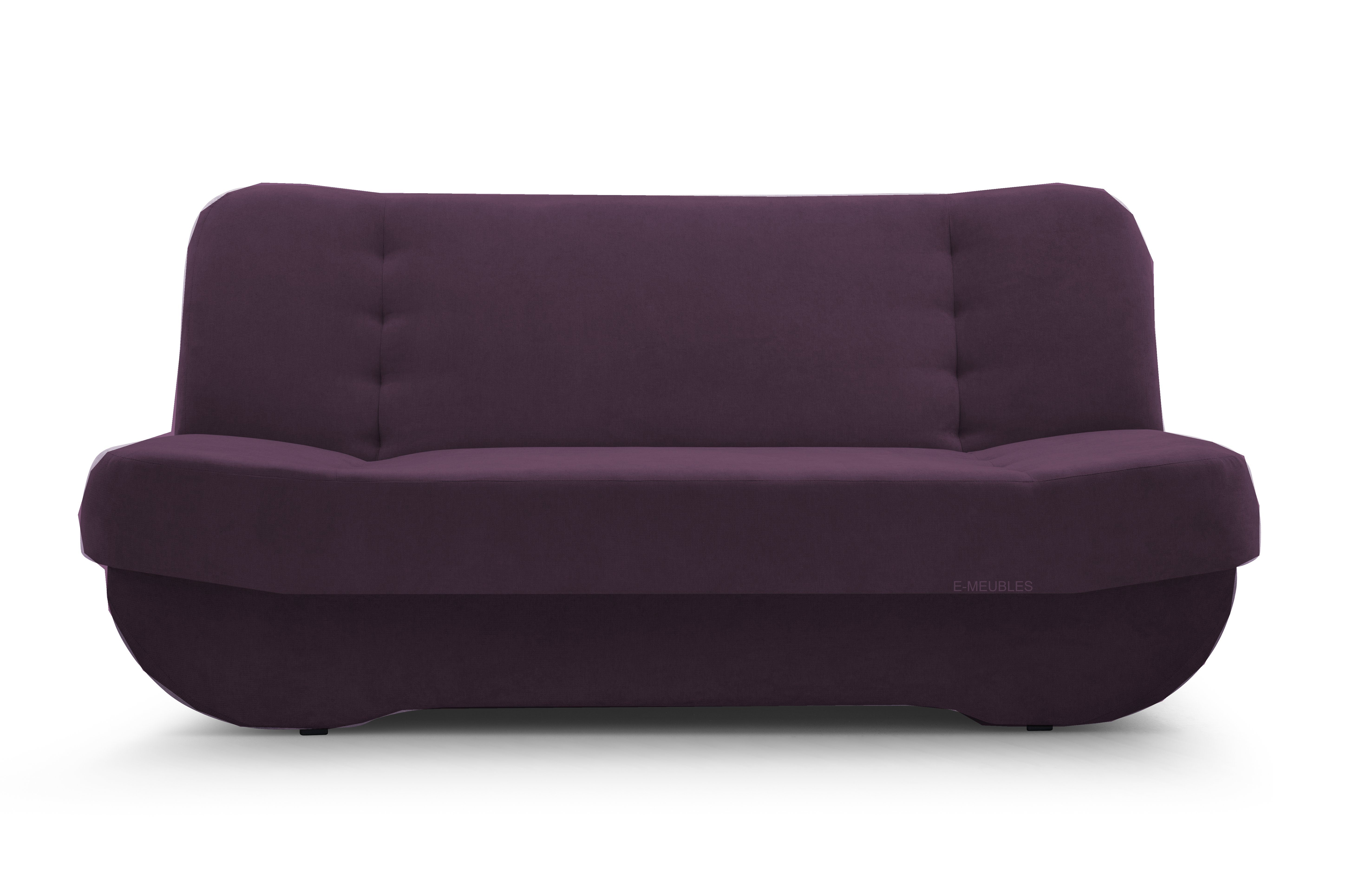 MOEBLO Schlafsofa Pafos, Sofa Kippsofa RINO 22 Schlaffunktion, Bettkasten Klappsofa Violett mit Clic-Clack, mit 