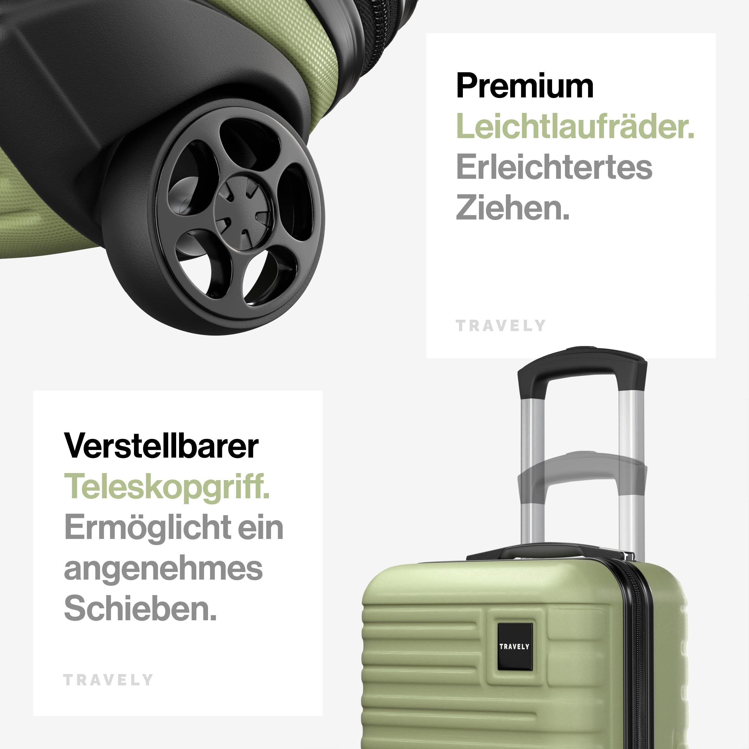 Travely Koffer Polycarbonat Koffer - Reisekoffer, Hartschalenkoffer, Trolley, 2 Rollen, Handgepäck Koffer 40x30x20cm – Bild 5 von 5
