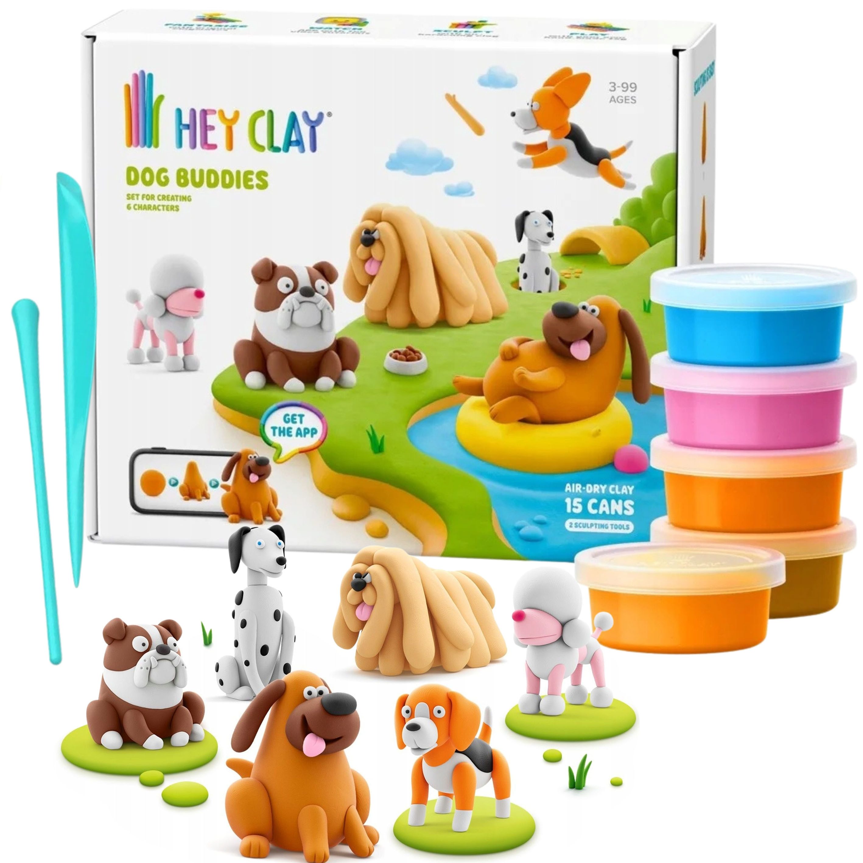 Hey Clay Modelliermasse Hey Clay Hund Freunde, HUNDE Playful Kunststoffmasse, 15 Farben