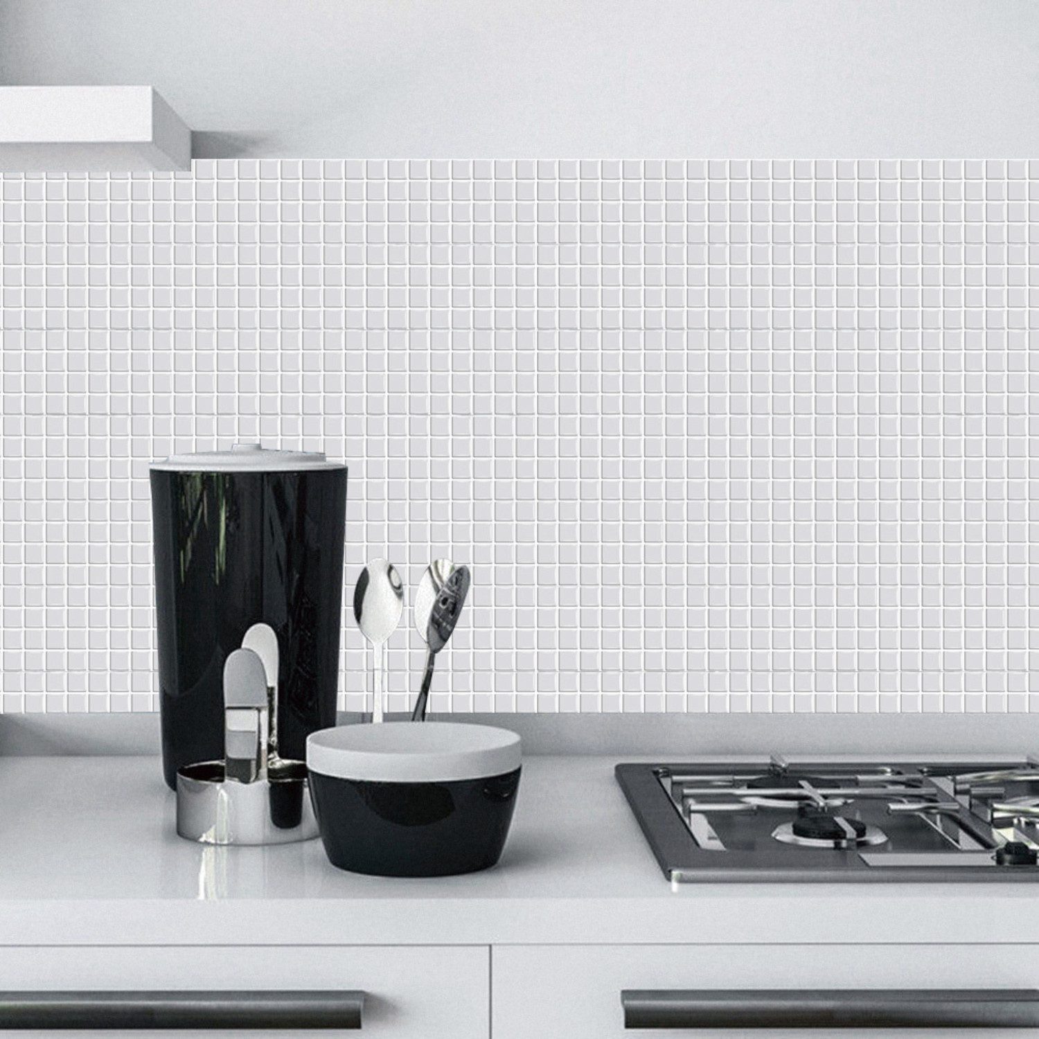 BYSURE Fliesenaufkleber (48 St), Küchen Fliesenaufkleber Mosaik 20x10cm Badezimmer Selbstklebende