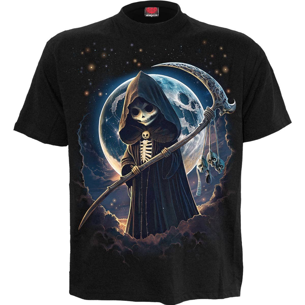 Spiral Print-Shirt REAPERETTE - T-Shirt mit Frontdruck Schwarz Spiral Gothic Shirt Anime aus Baumwolle mit Print