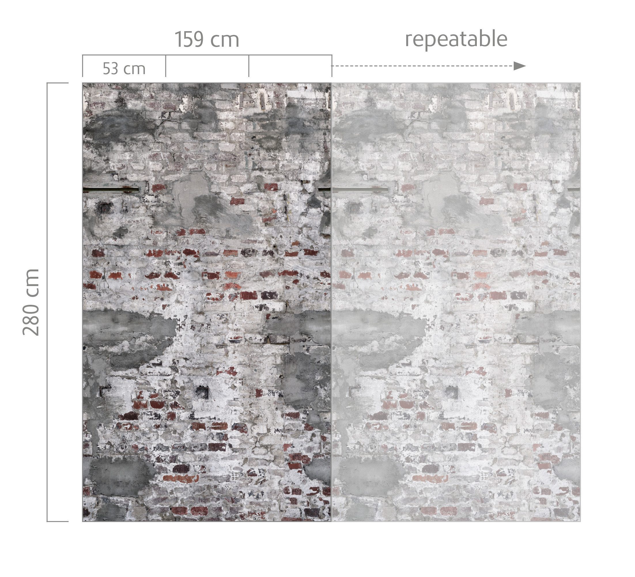 Rasch Fototapete Steinoptik in Grau - Factory VI - 280 cm x 159 cm, strukturiert, Steinoptik, urban, (1 Rolle, 1 St), Industrial