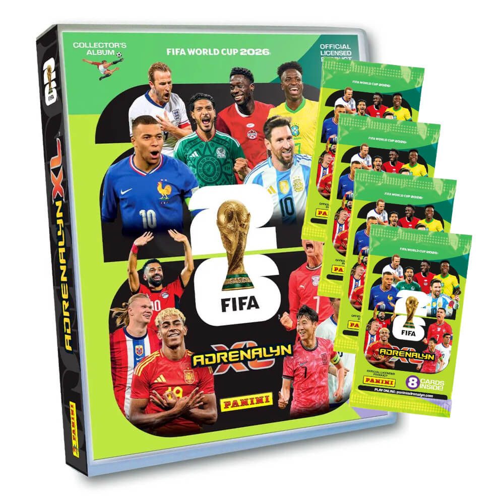 Panini Sammelkarte Fifa World Cup 2026 Adrenalyn XL - WM Trading Cards Sammelkarten, - 1 Mappe + 4 Booster
