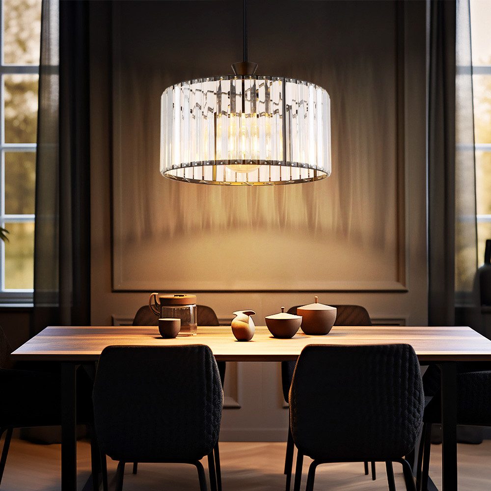 GLOBO LIGHTING LED-Hängeleuchte, Leuchtmittel inklusive, Warmweiß, Pendelleuchte Hängelampe Deckenlampe Esszimmerleuchte schwarz LED
