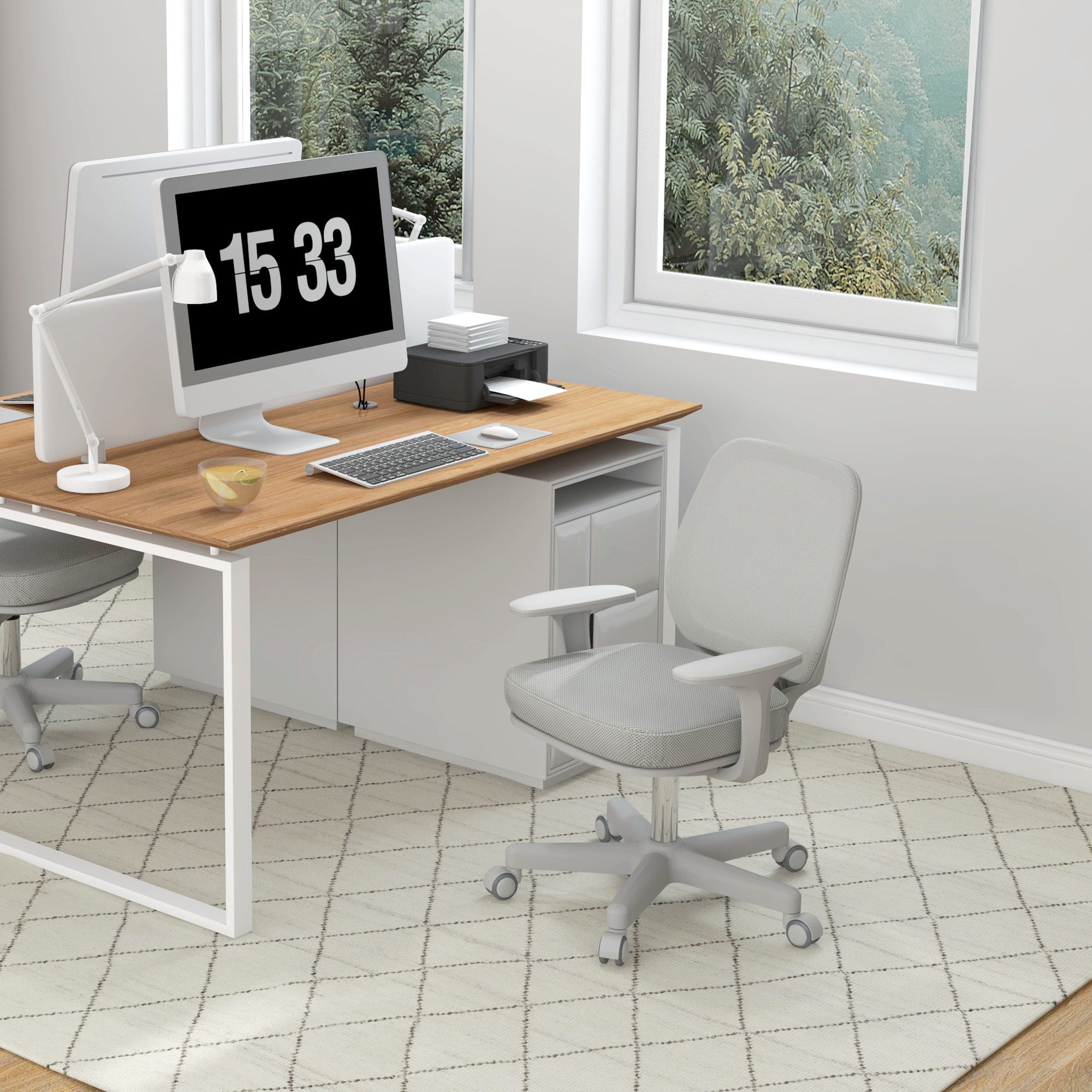 Vinsetto Bürostuhl Schreibtischstuhl mit Drehfunktion, höhenverstellbar Computerstuhl (ergonomisch Schreibtischstuhl, 1 St), für Home-Office, Polyester, Grau