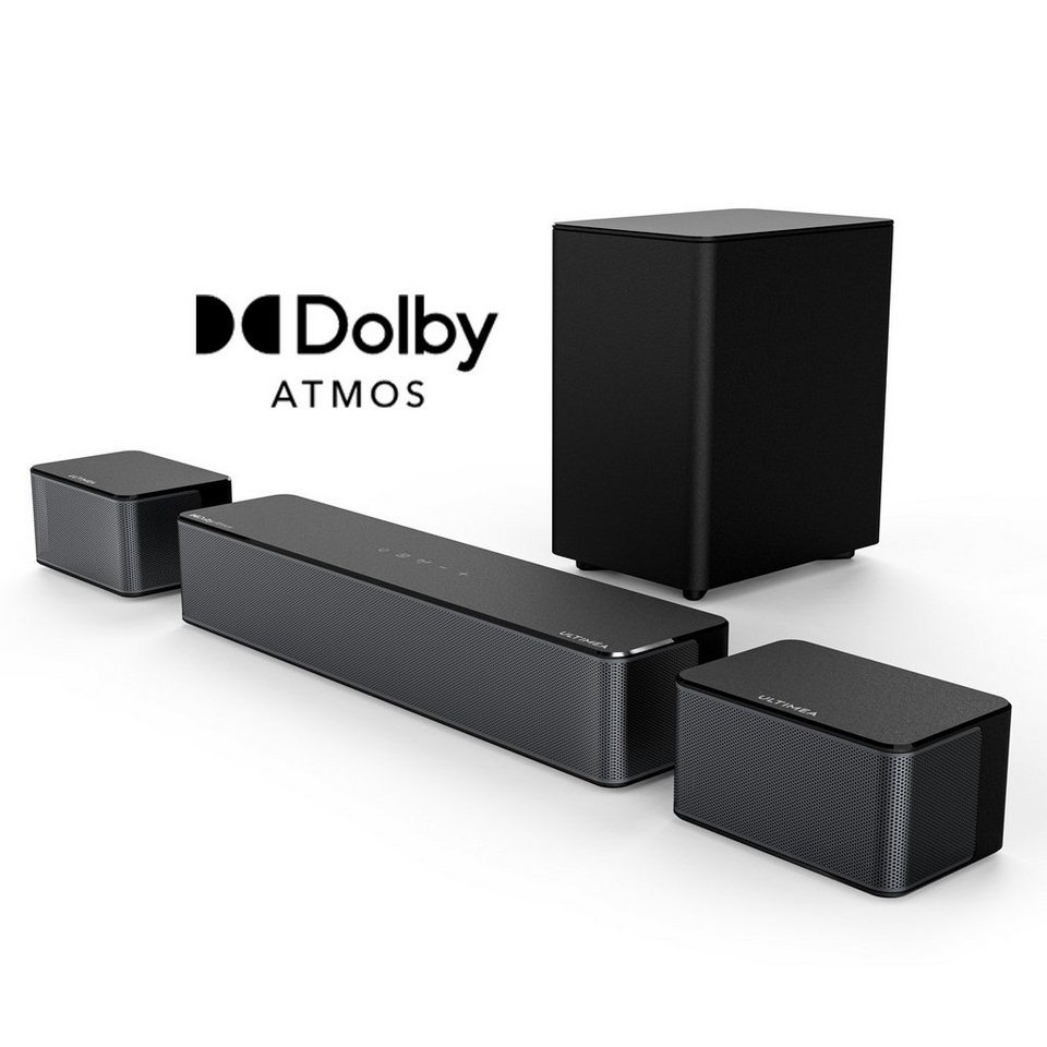 Ultimea Poseidon D60 5.1-Kanal Dolby Atmos Soundbar (410 W, Dolby Atmos,  Einstellbarer Surround Sound und Bass, HDMI eARC), Feinere  3D-Audiopositionierung, die Dolby Digital übertrifft;