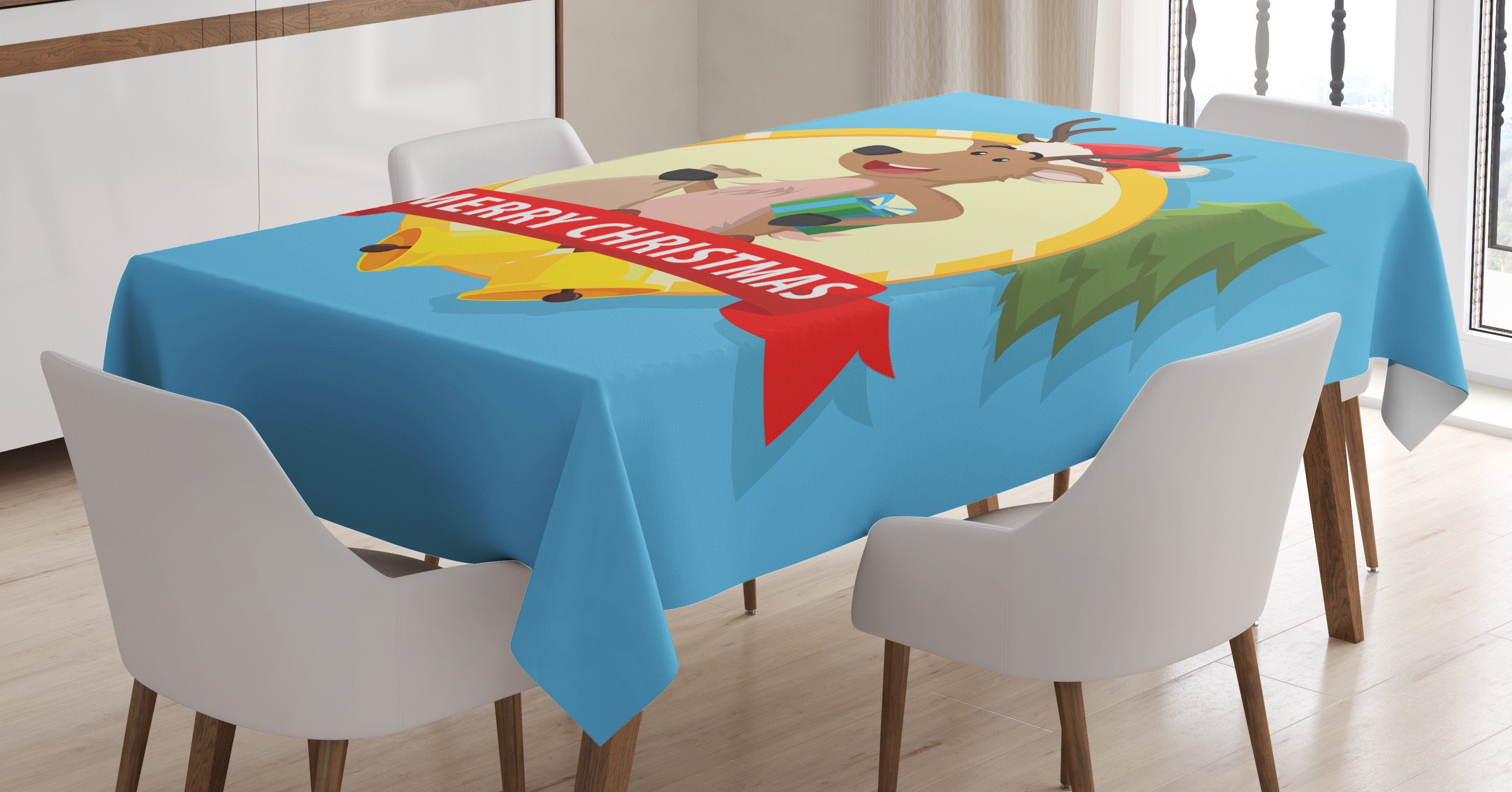 Für Waschbar Weihnachten Klare Tischdecke Außen Bereich geeignet Sankt-Ren-Charakter Abakuhaus den Farben, Farbfest