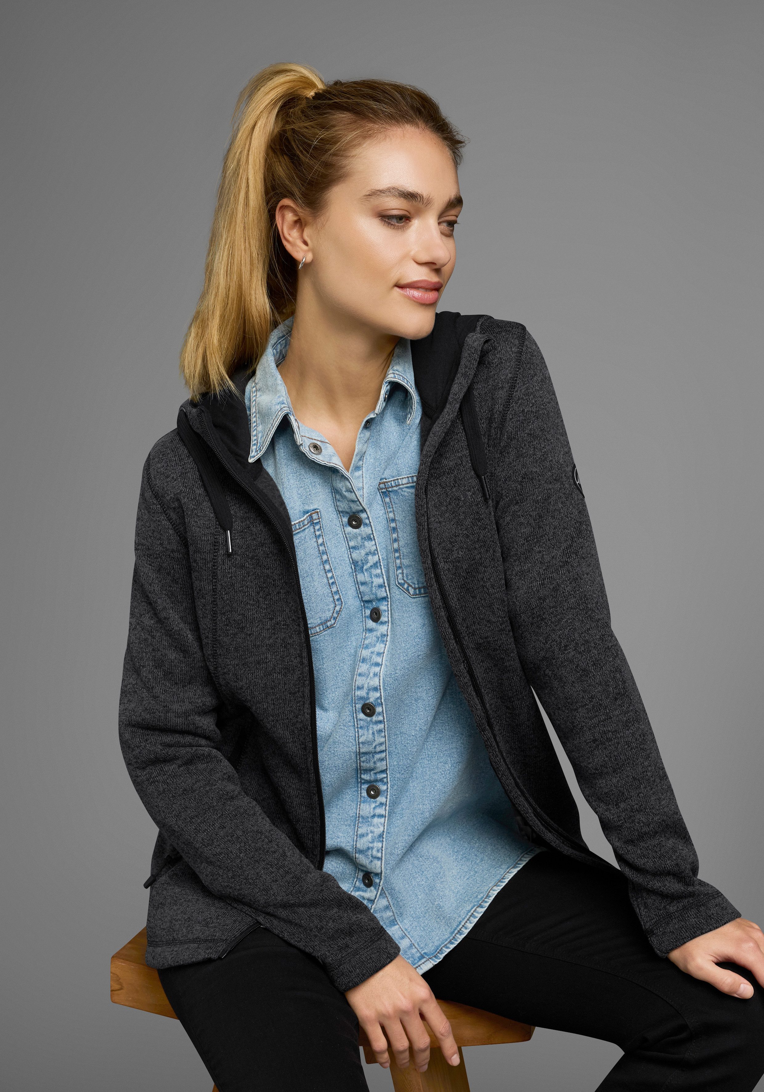 Polarino Strickfleecejacke für kalte Tage, aus Strickfleece, sportlicher Stil – Bild 4 von 5