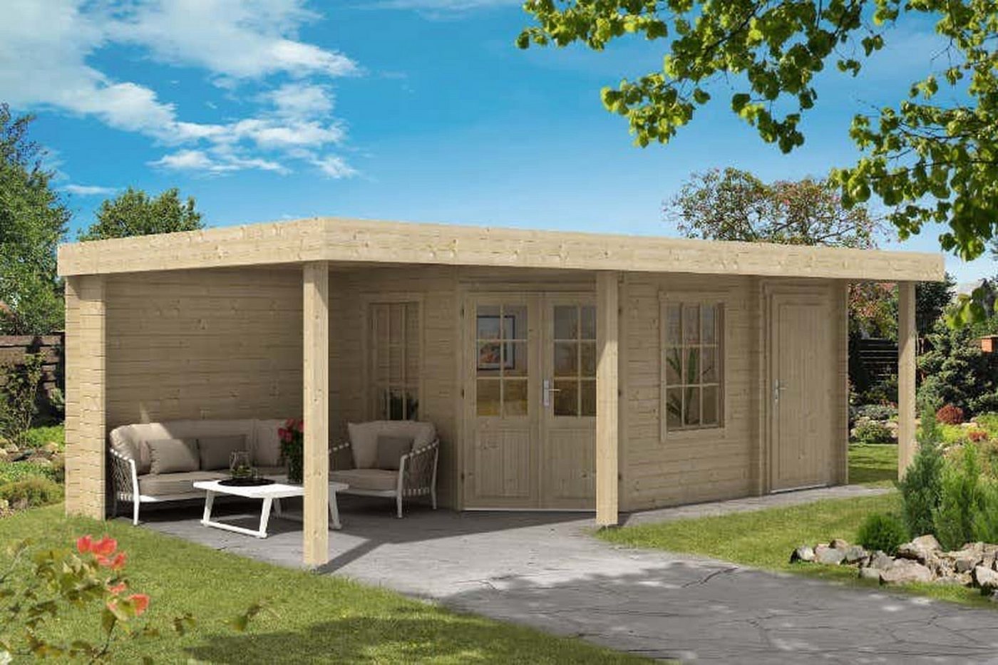 Thumbnail - Alpholz Gartenhaus Holz Johanna-40 Plus, BxT: 718x404 cm