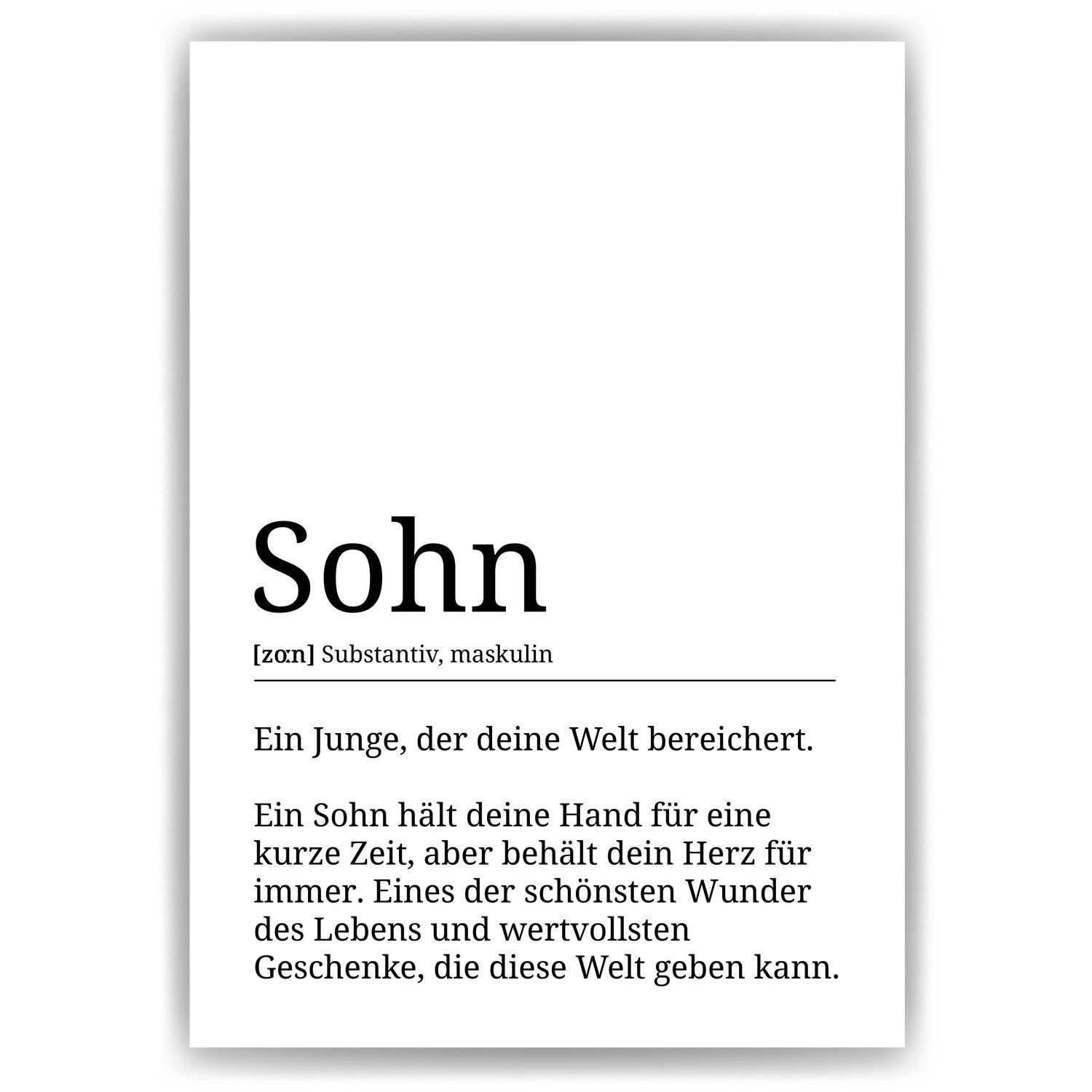 Tigerlino Poster Sohn Definition Wandbild Geburtstag Sohn Geschenkidee | Poster