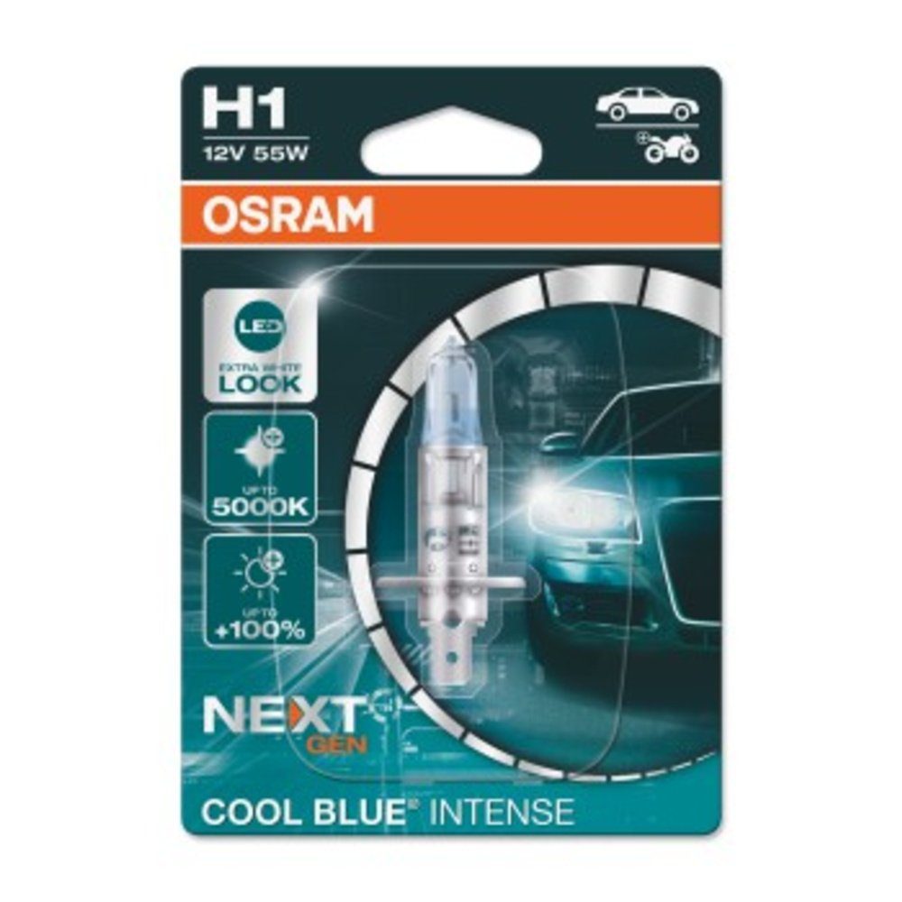 12 INTENSE Osram OSRAM H1 KFZ-Ersatzleuchte 64150CBN-01B 55 Halogen Leuchtmittel W BLUE® COOL