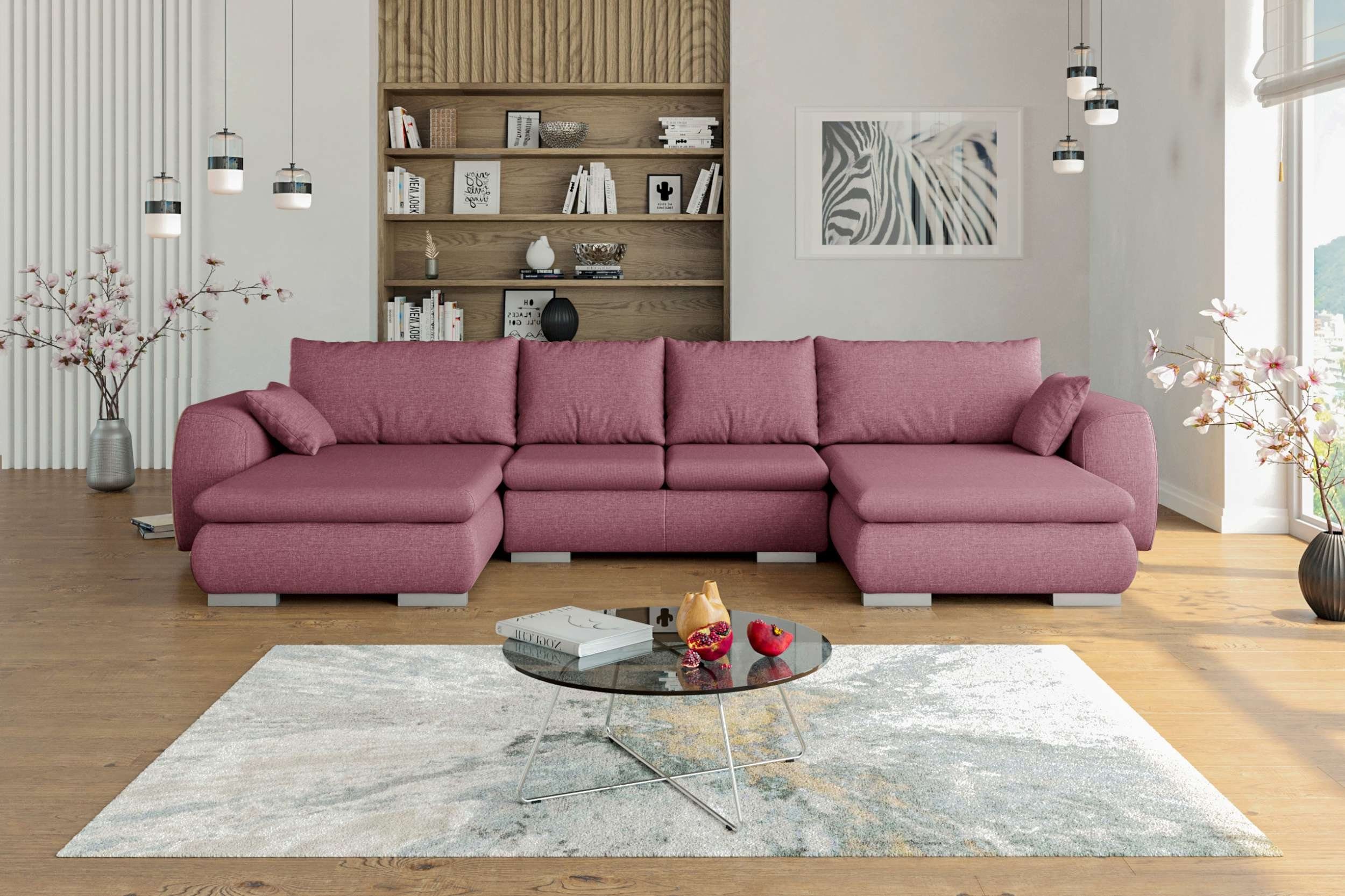 mane Stylefy Wohnlandschaft im U-Form, rechts Wellenfederung mit Sofa, mit stellbar, frei Bettfunktion, Clemens, links bestellbar, Design, Modern oder Raum