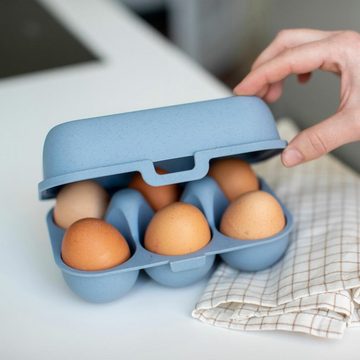 KOZIOL Eierkorb Eierbox Eggs To Go Mini Nature Flower Blue, Biozirkulärer Kunststoff