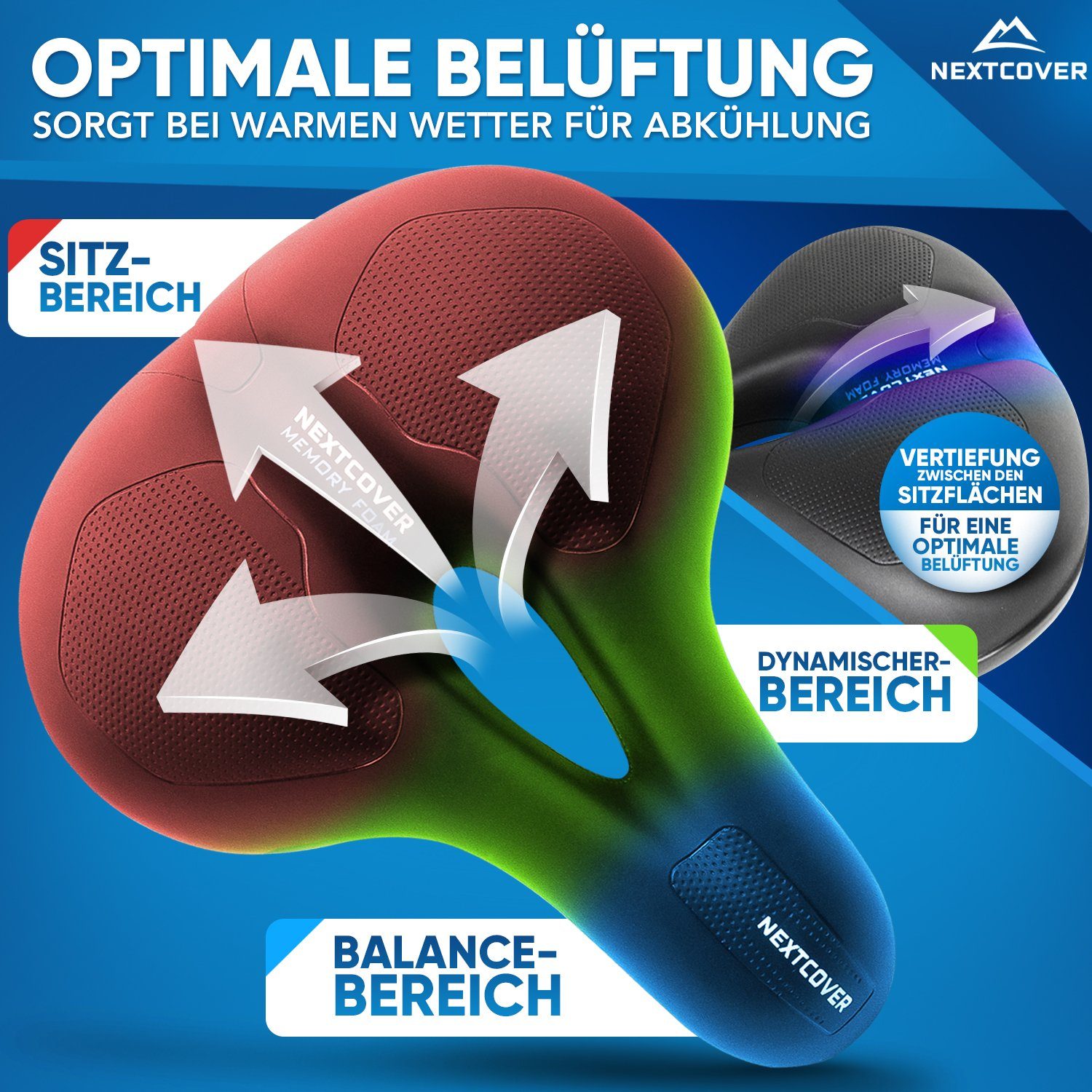 Nextcover Fahrradsattel Ergonomischer Fahrradsattel mit Memory Foam