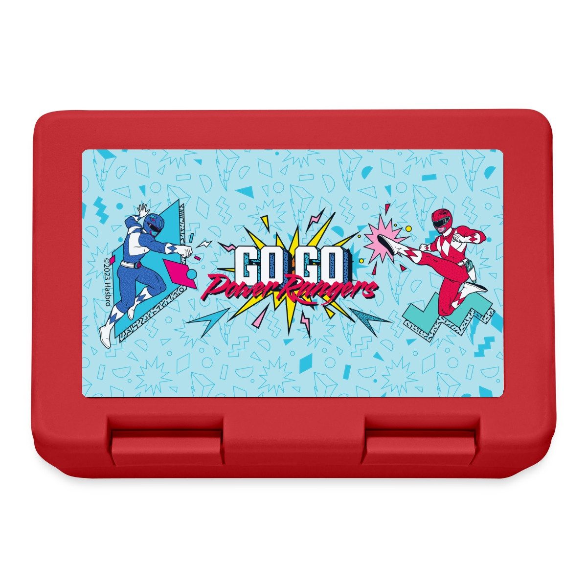 Spreadshirt Lunchbox Power Rangers Blauer Ranger Und Roter Ranger Go Go Brotdose Lunchbox, Plastik, Aluminium