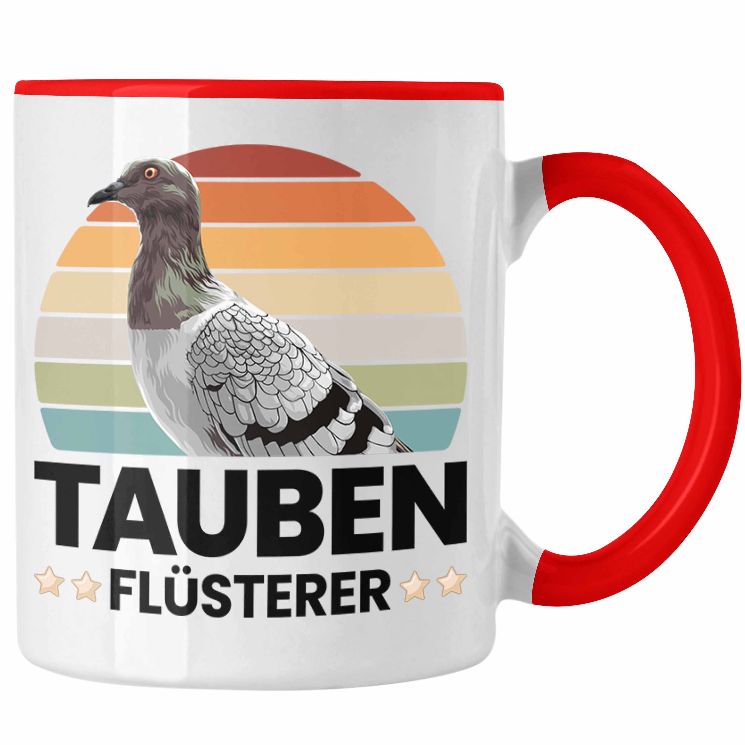 Trendation Tasse Trendation - Zaubenzucht Geschenk Taubenzüchter Zubehör Tauben Tasse Lustiger Spruch Taubenflüsterer Taubenliebhaber Becher Rot