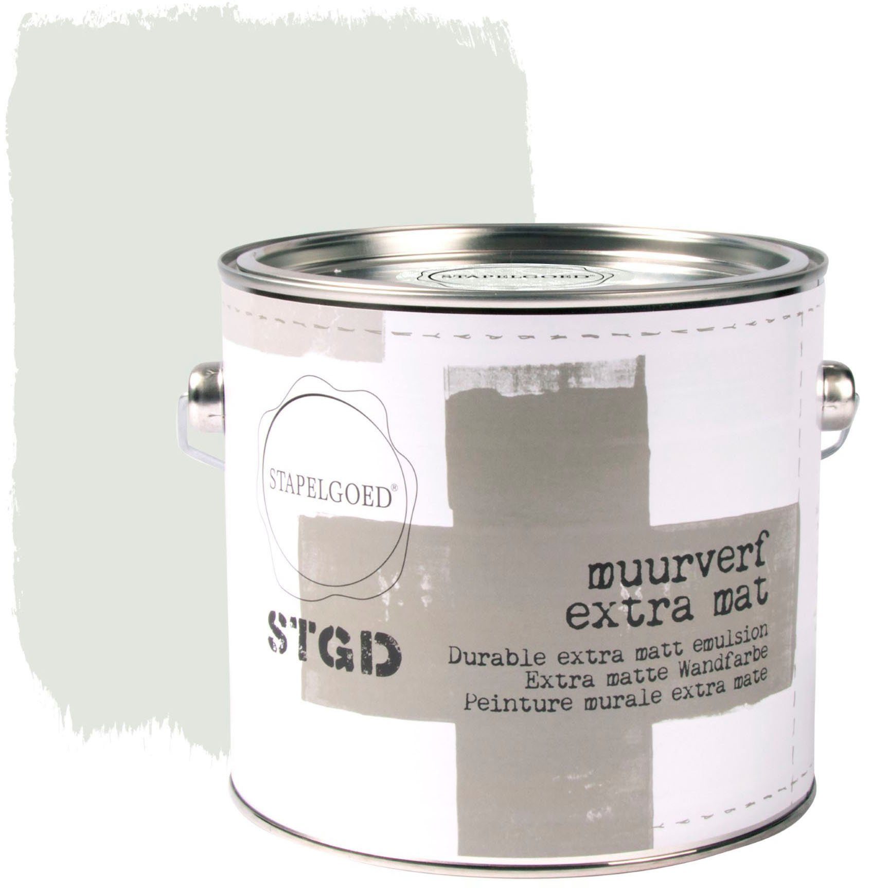 STAPELGOED Wandfarbe STGD muurverf grey shades, extra matt, hochdeckend und waschbeständig, 2,5 Liter Salt Grau