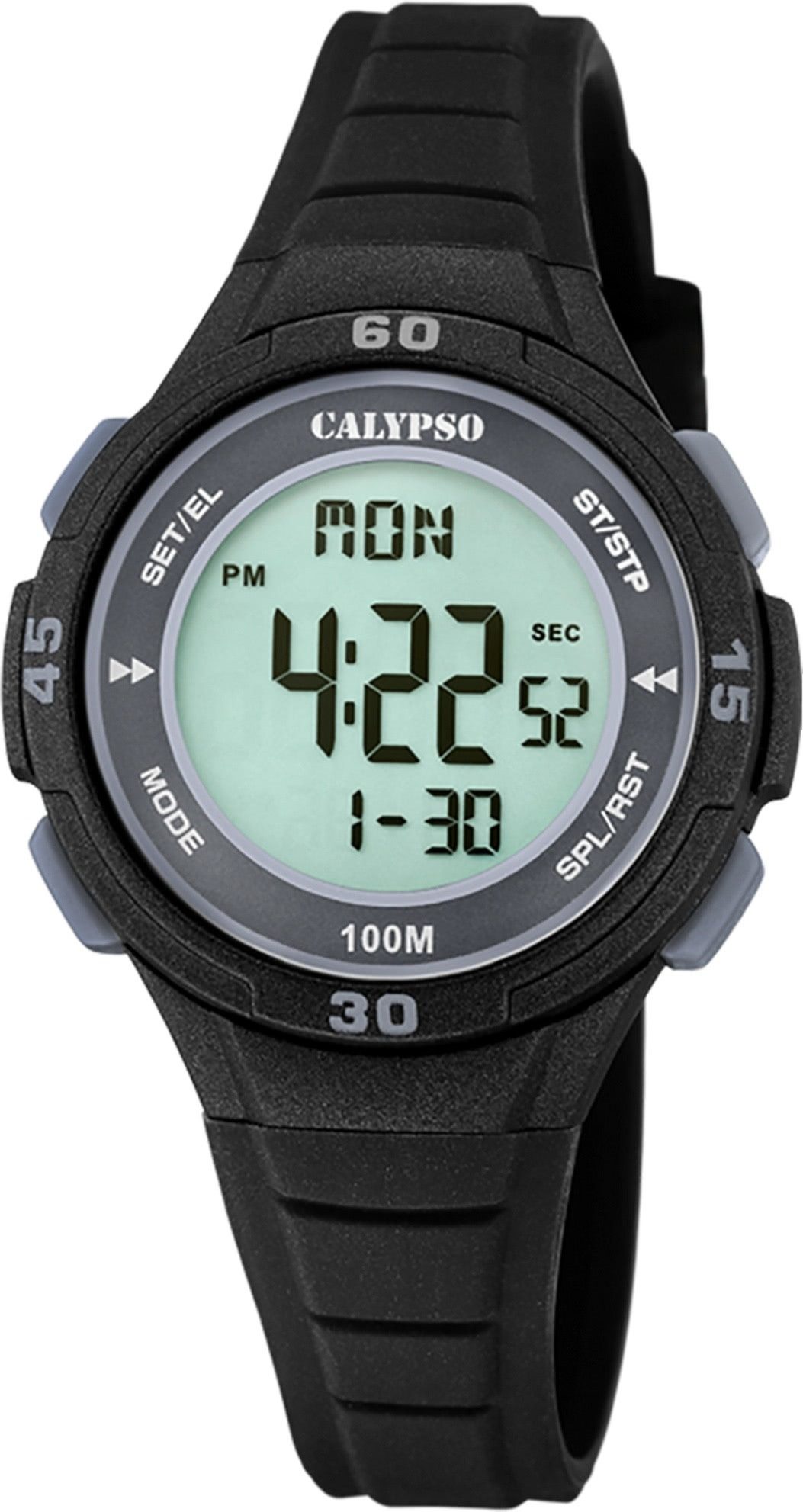 CALYPSO WATCHES Digitaluhr Calypso Jugenduhr Kunststoff schwarz, (Digitaluhr), Jugenduhr rund, mittel (ca. 35mm) Kunststoffarmband, Fashion-Style