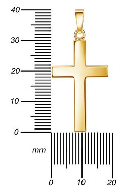 JEVELION Kreuzkette Kreuz Anhänger 333 Gold - Made in Germany (Goldanhänger, für Damen und Herren), Mit Kette vergoldet- Länge wählbar 36 - 70 cm.